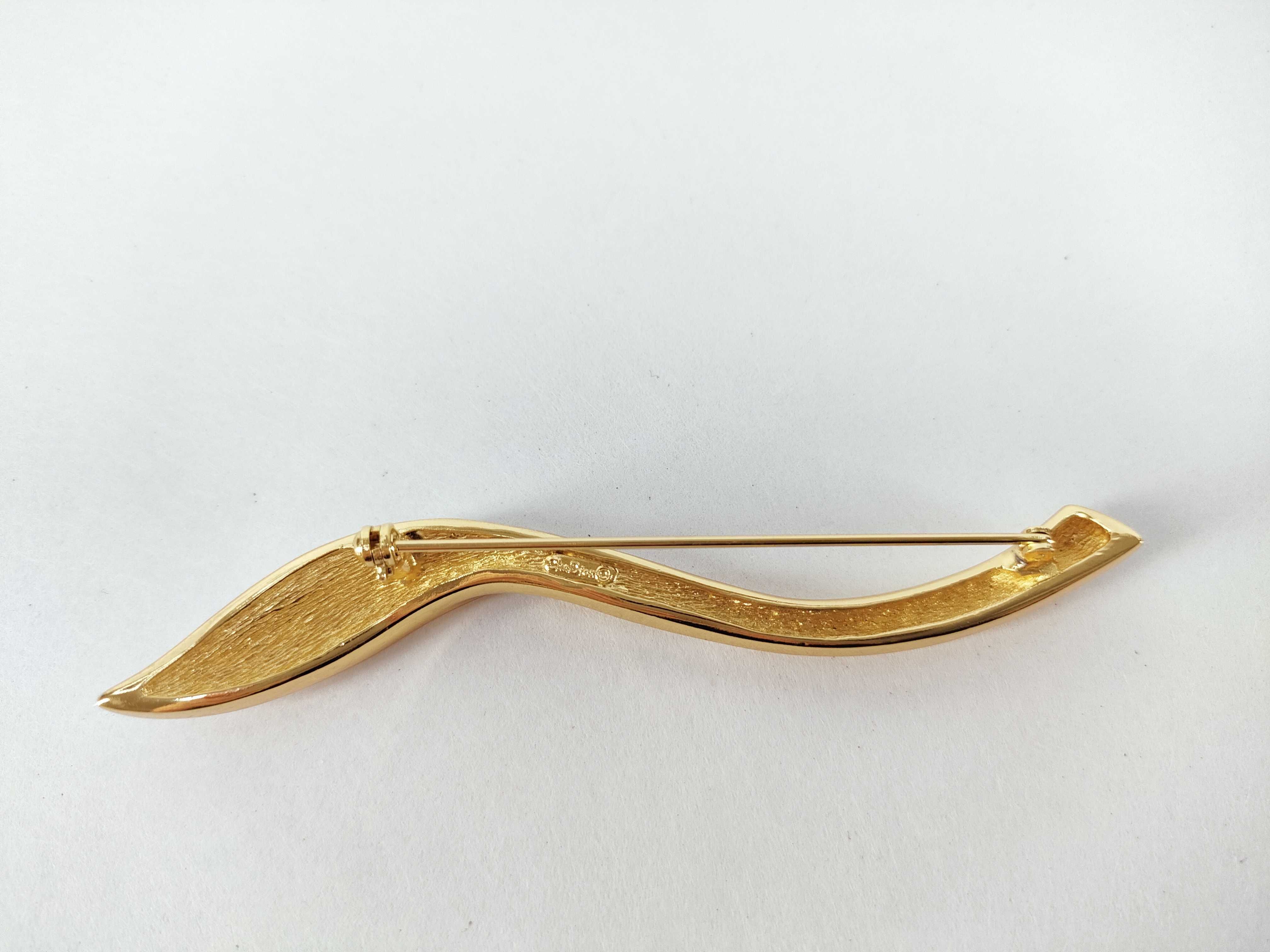 Vintage Rhinestone Gold Brooch — view 2