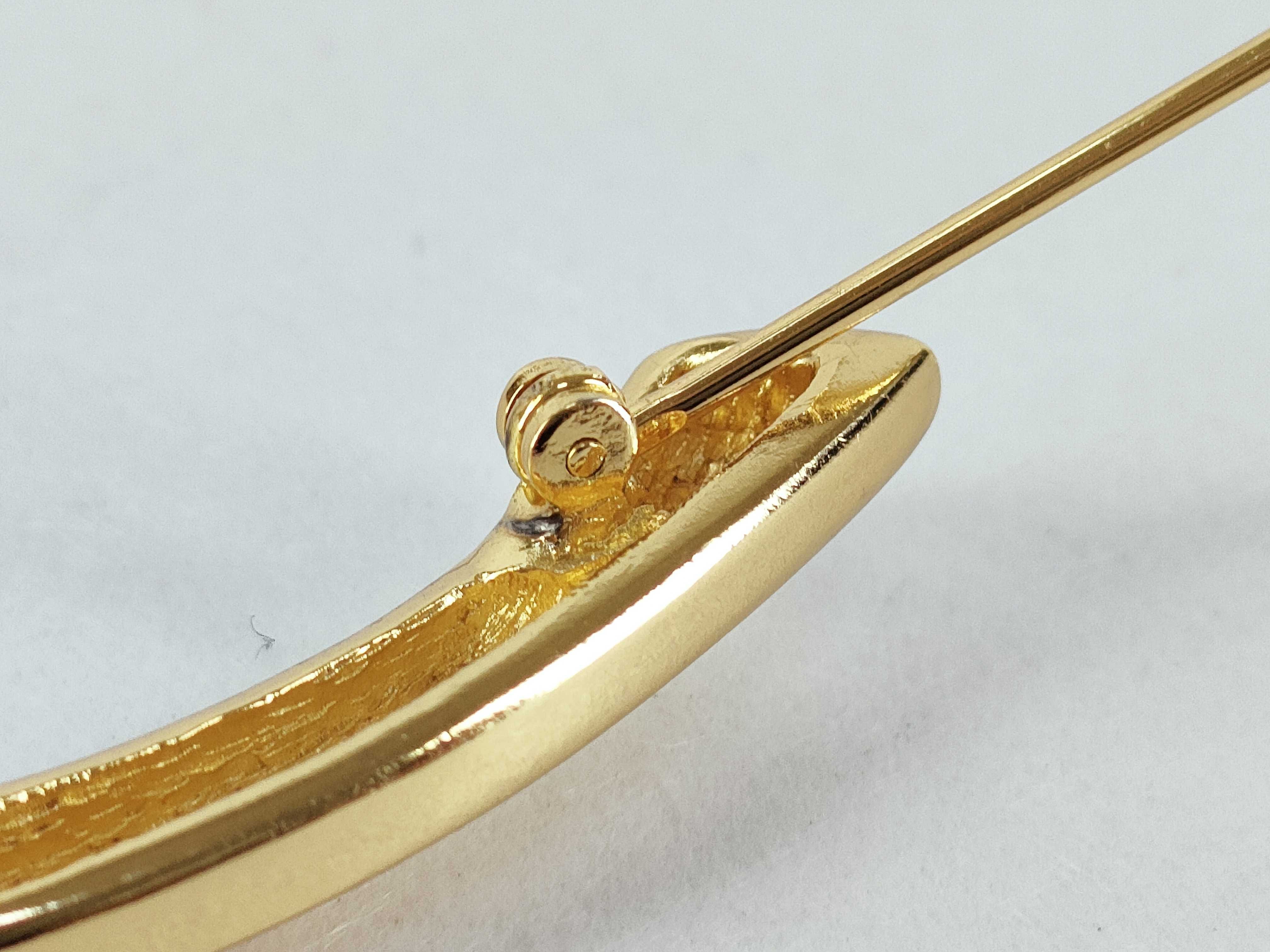 Vintage Rhinestone Gold Brooch — view 5