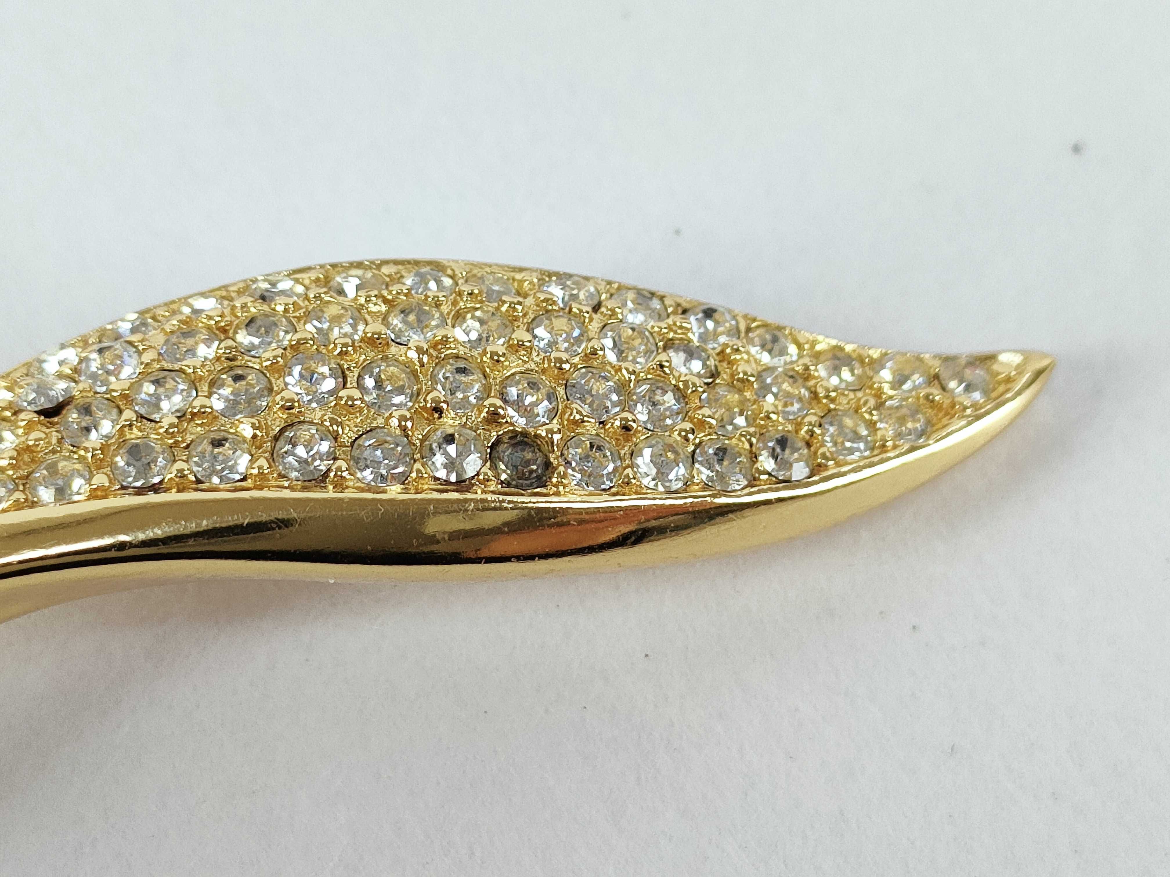 Vintage Rhinestone Gold Brooch — view 8