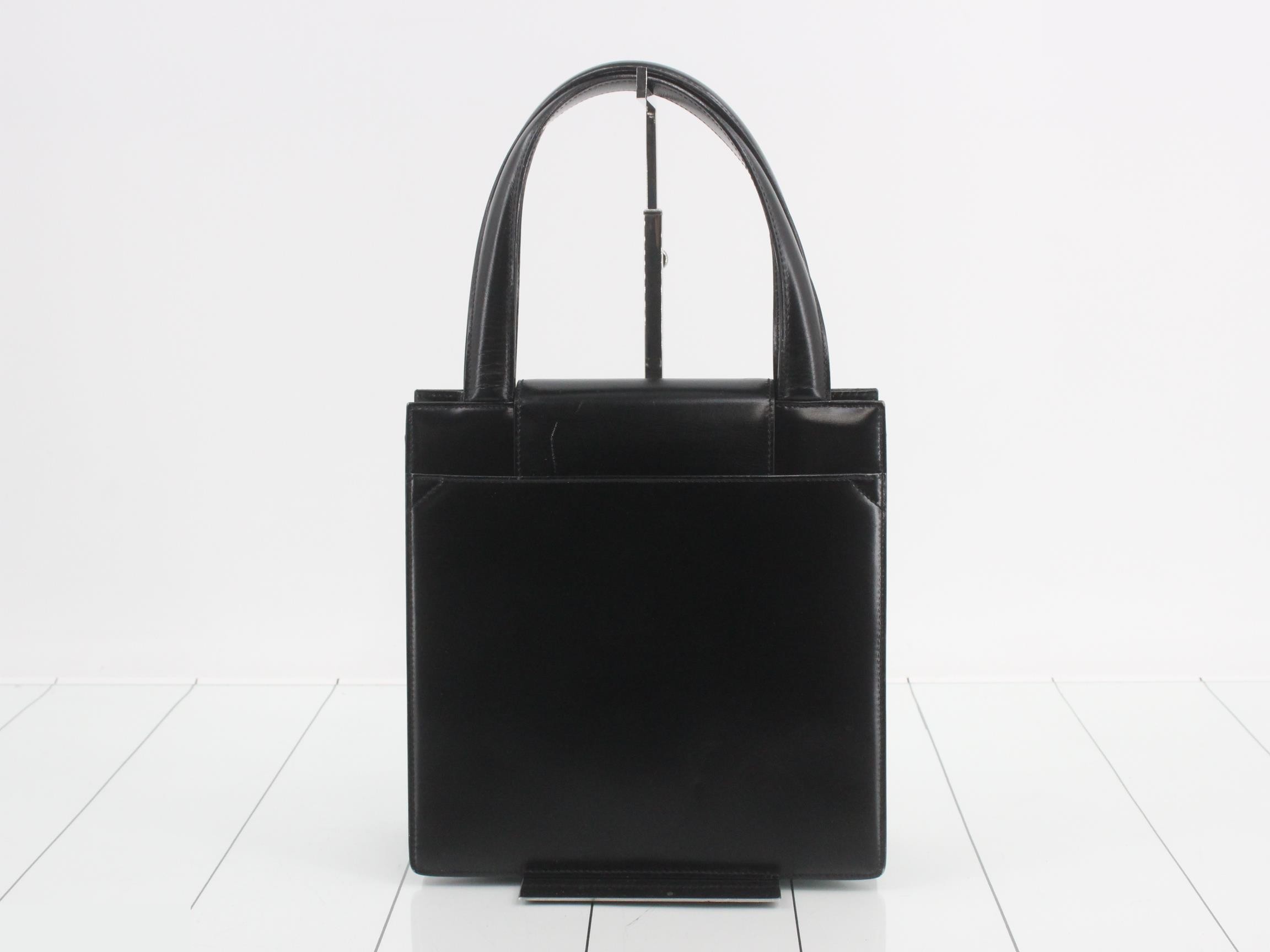 Leather Handbag, Black — view 2