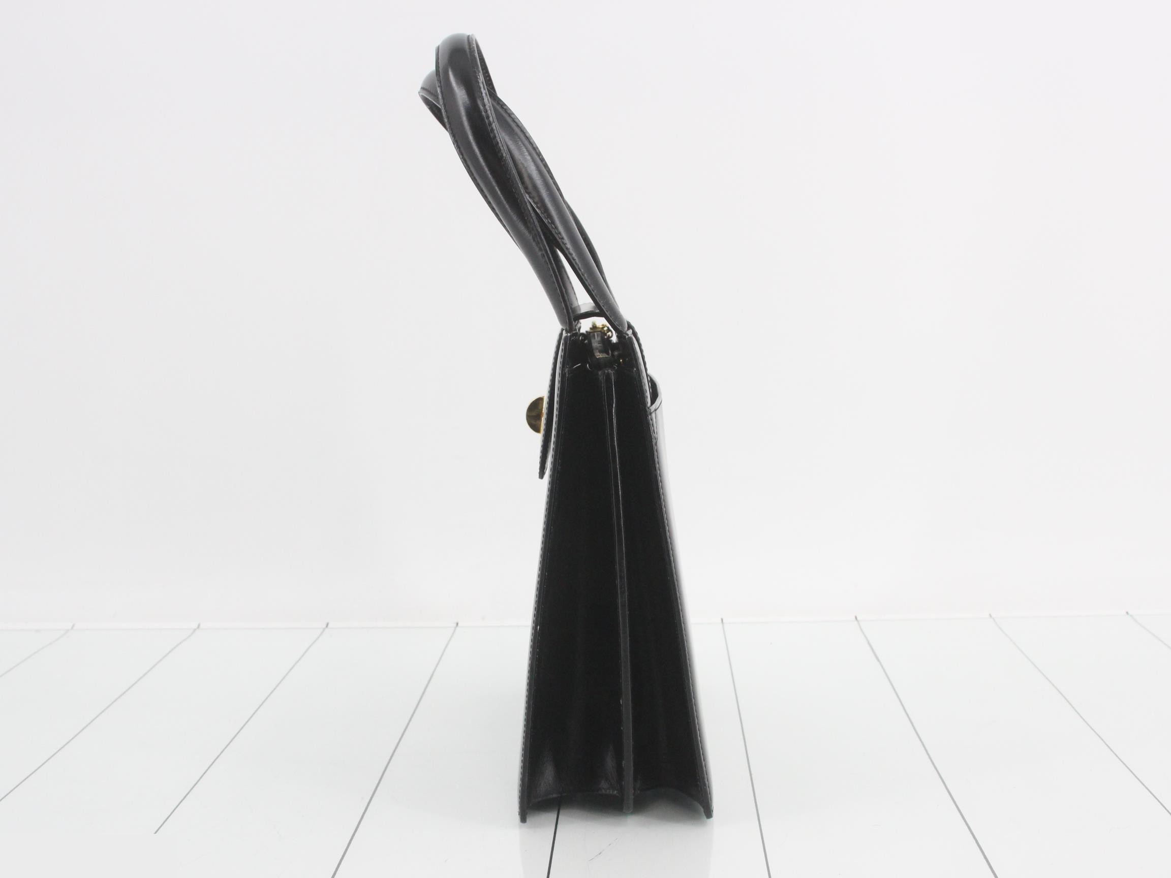 Leather Handbag, Black — view 3