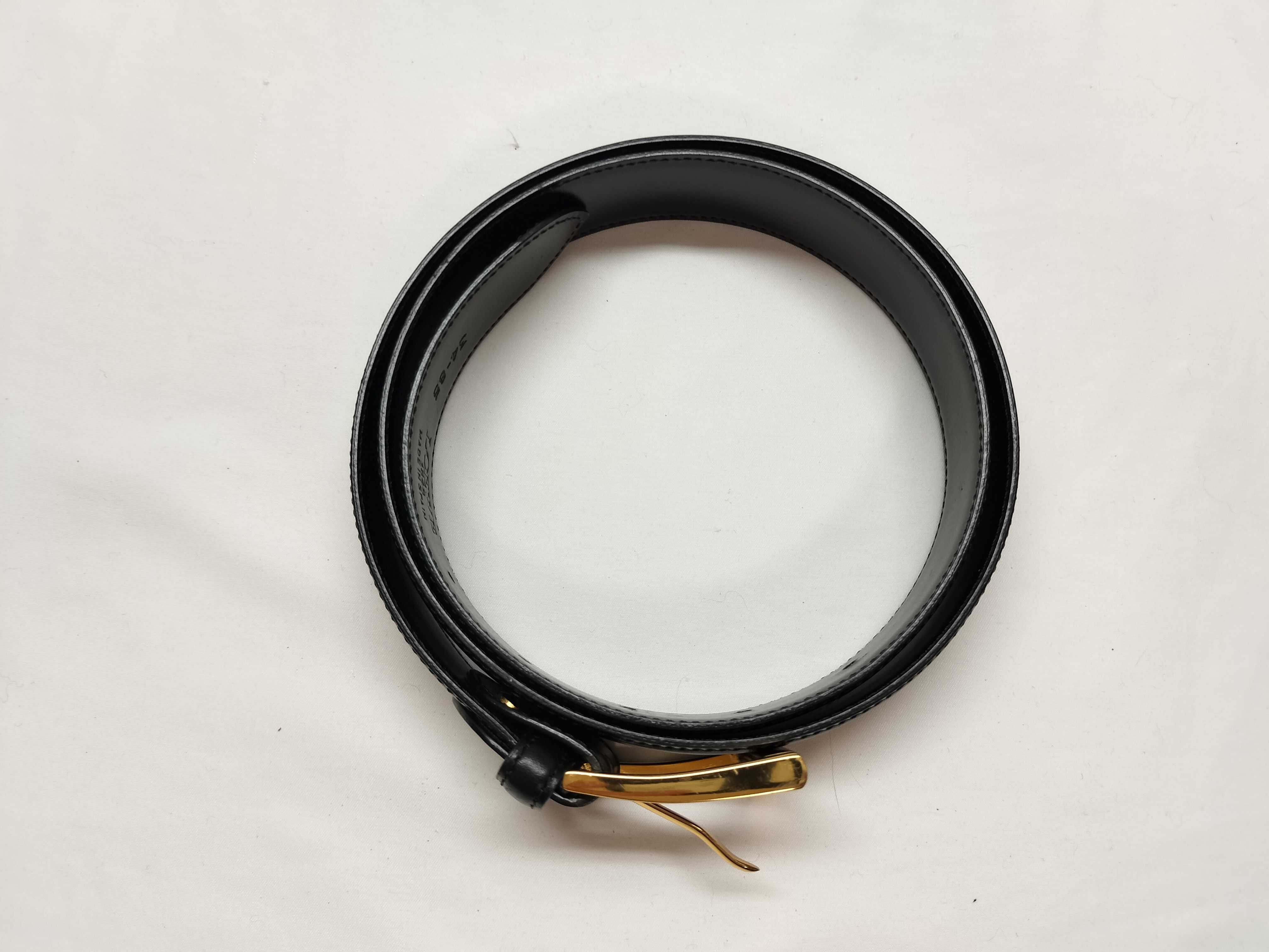leather belt with gold hardware — view 2