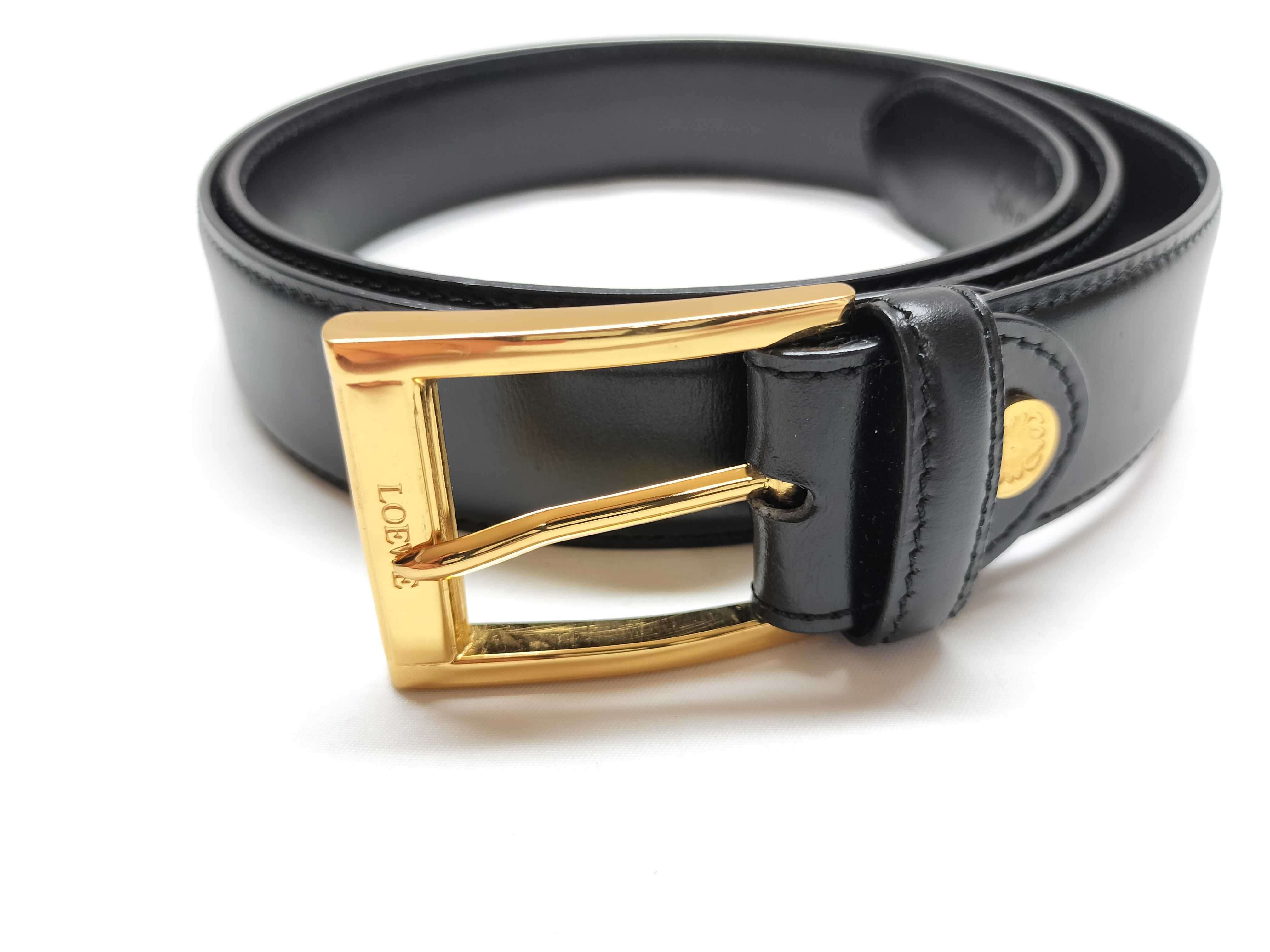 leather belt with gold hardware — view 4