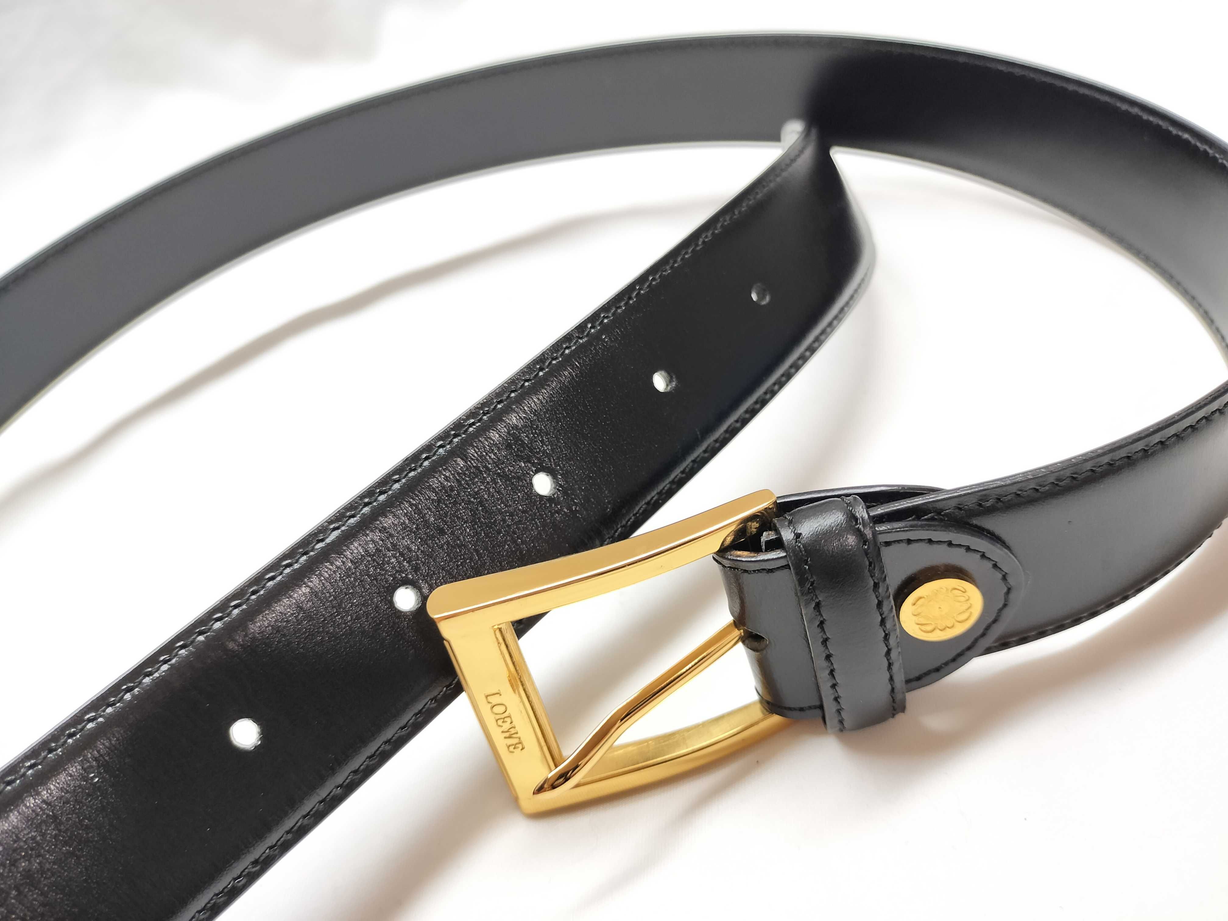 leather belt with gold hardware — view 5