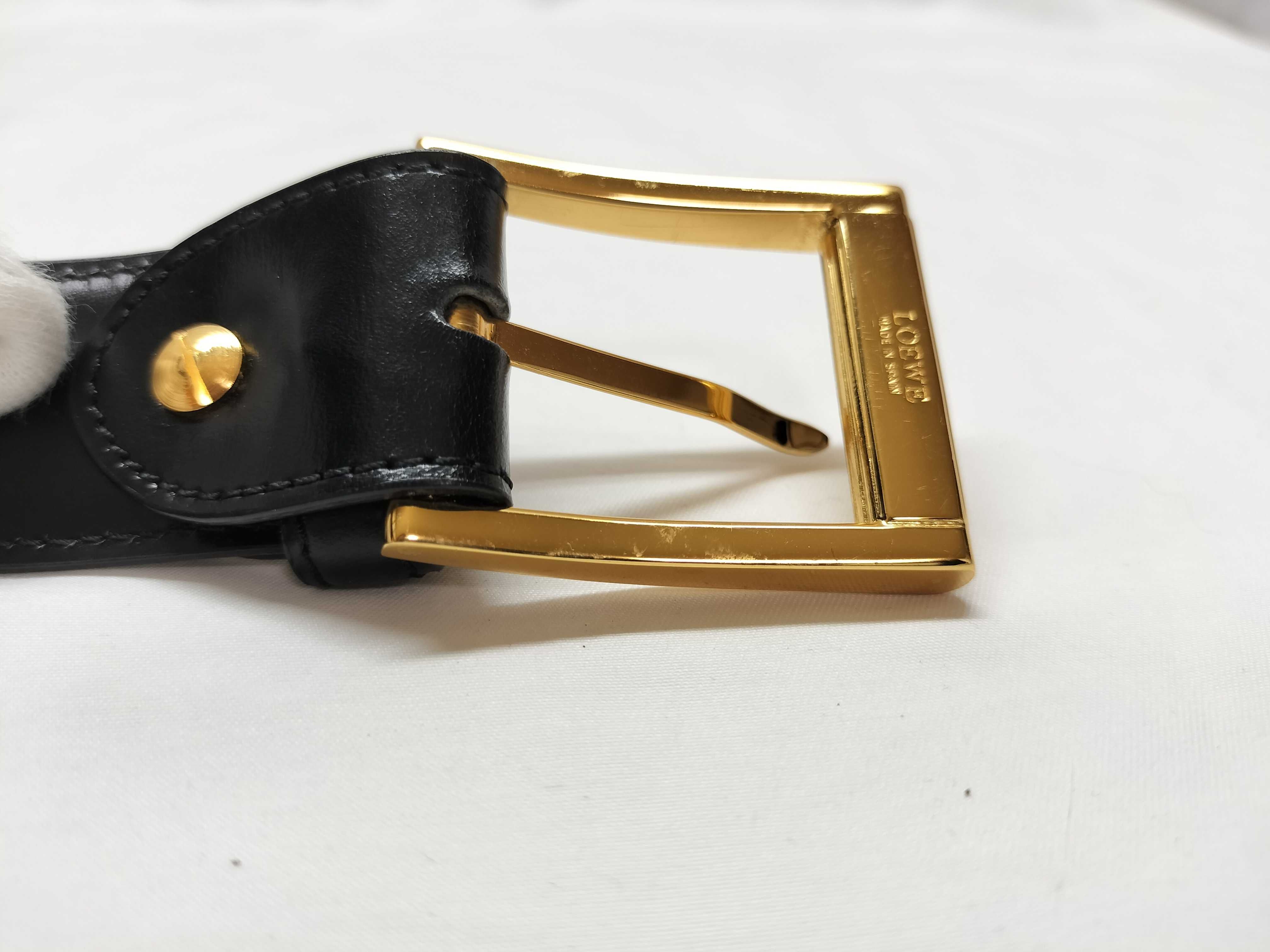 leather belt with gold hardware — view 7
