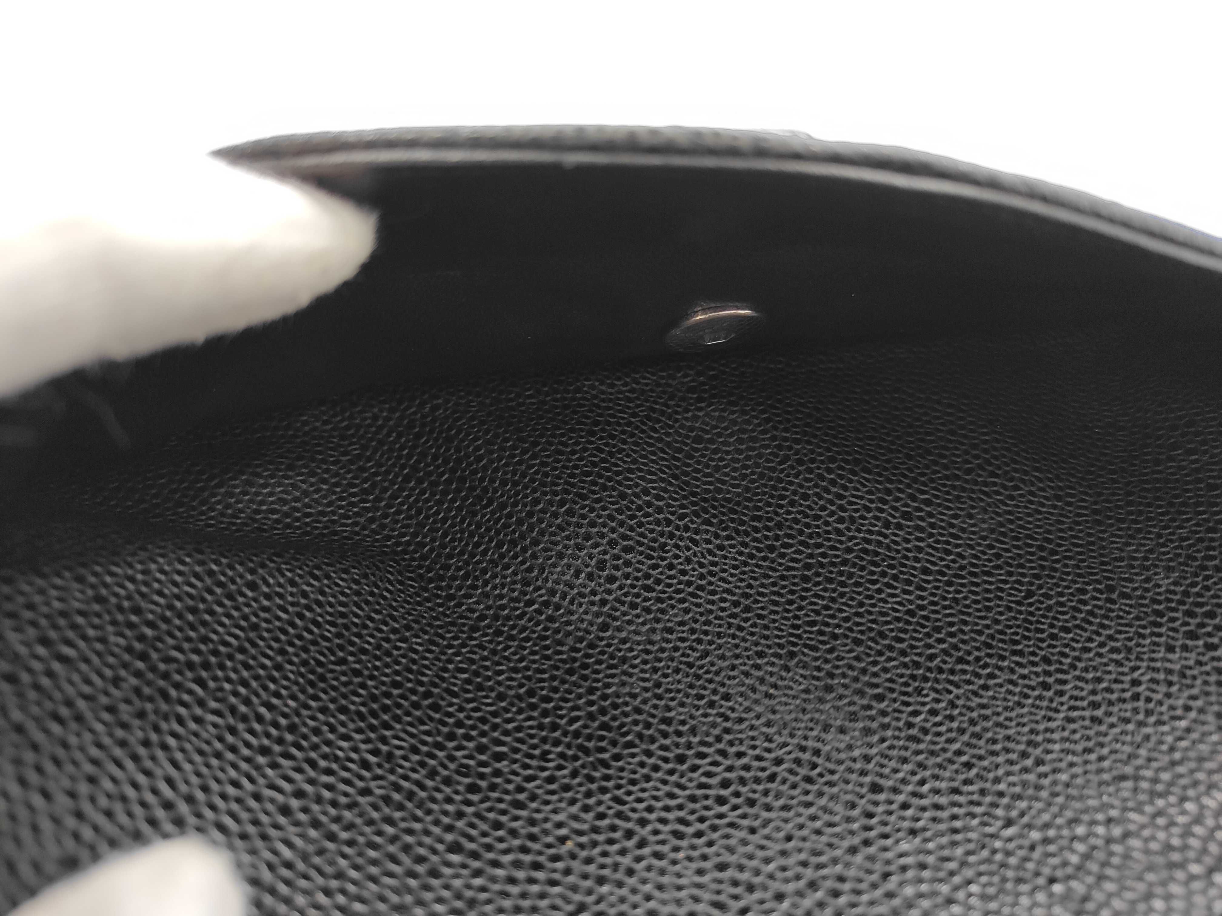 Caviar Skin Black Double Flap Shoulder Bag, Size 25, Serial Number 13 — view 11