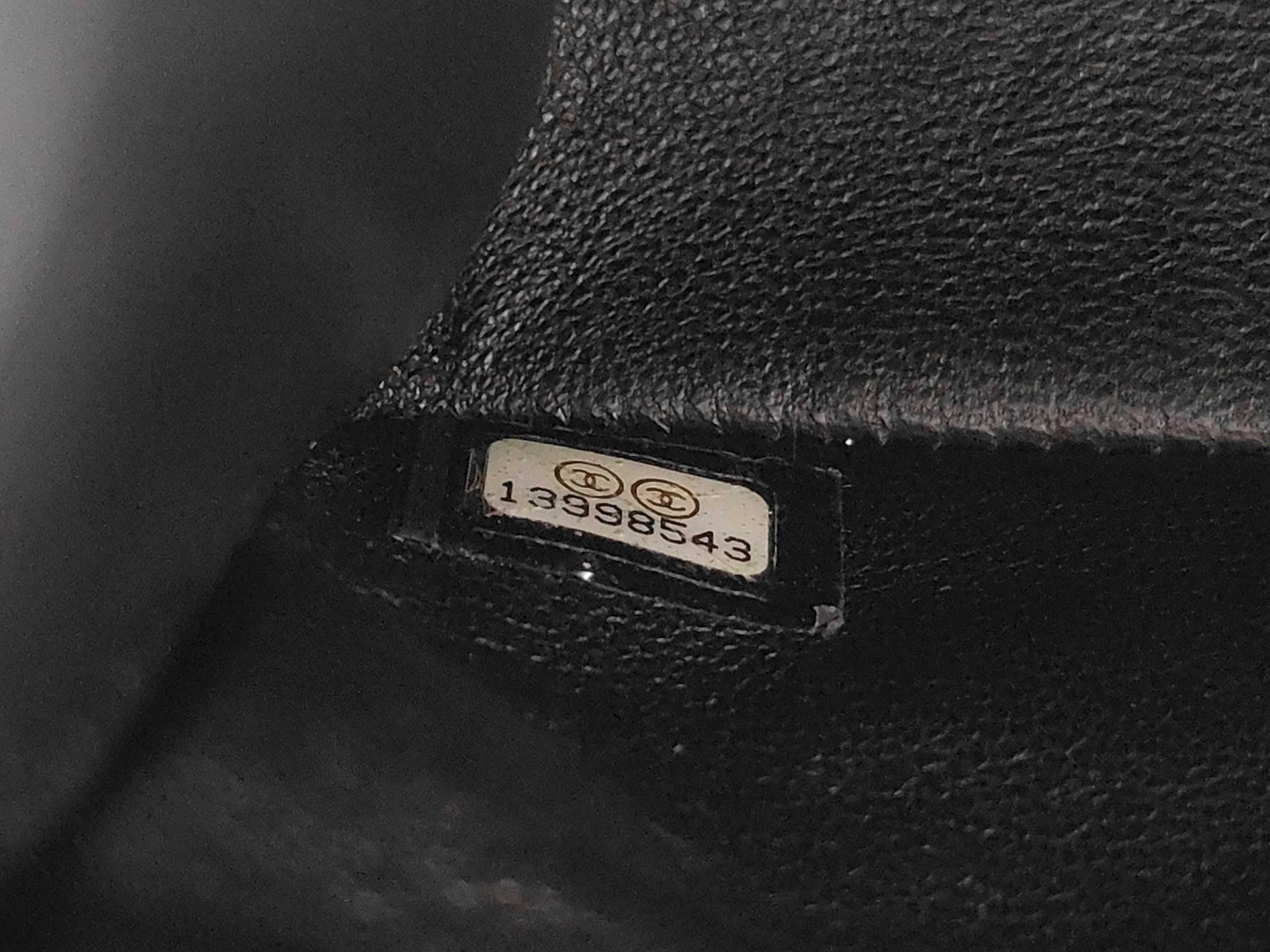 Caviar Skin Black Double Flap Shoulder Bag, Size 25, Serial Number 13 — view 14