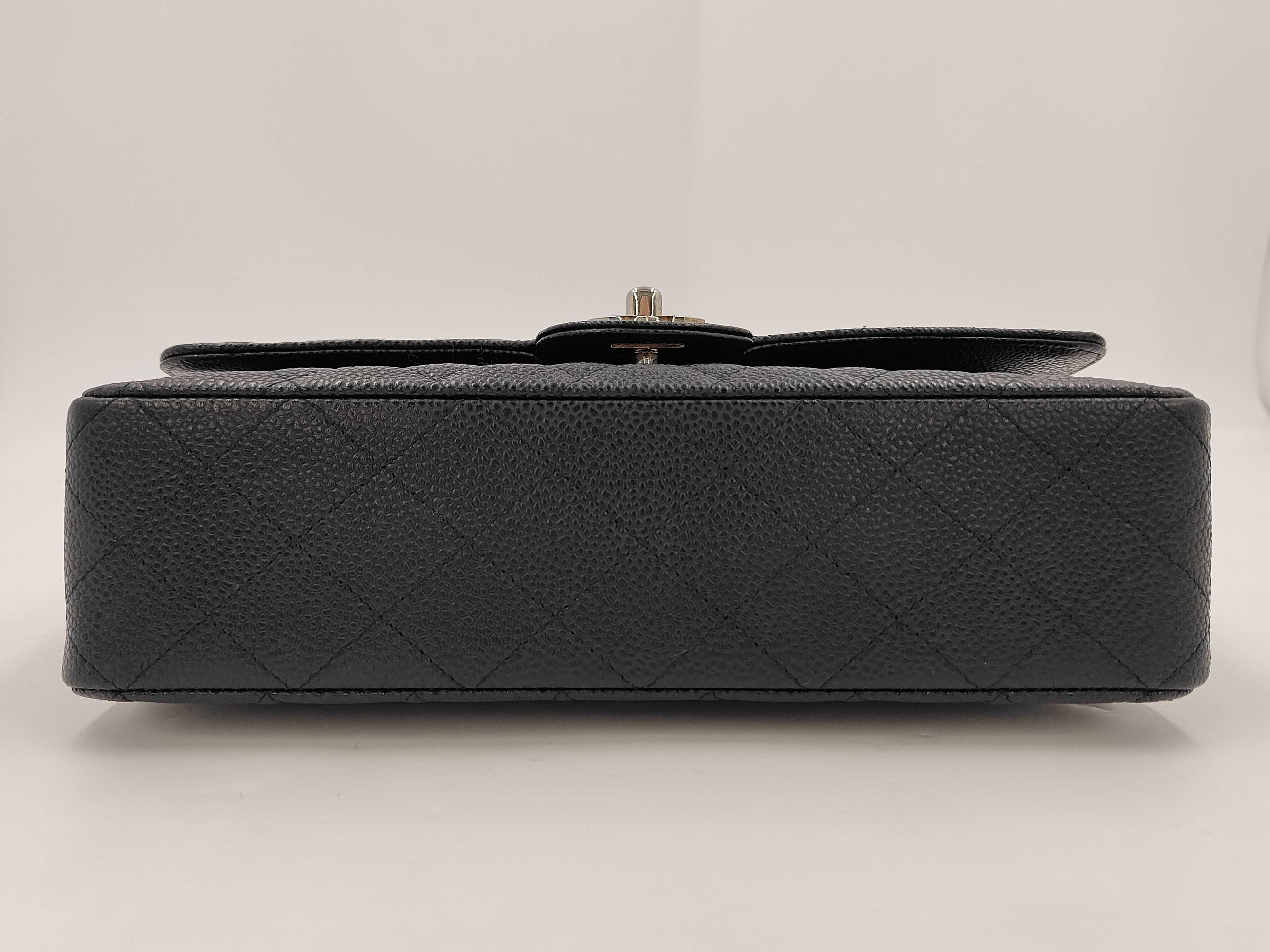 Caviar Skin Black Double Flap Shoulder Bag, Size 25, Serial Number 13 — view 6