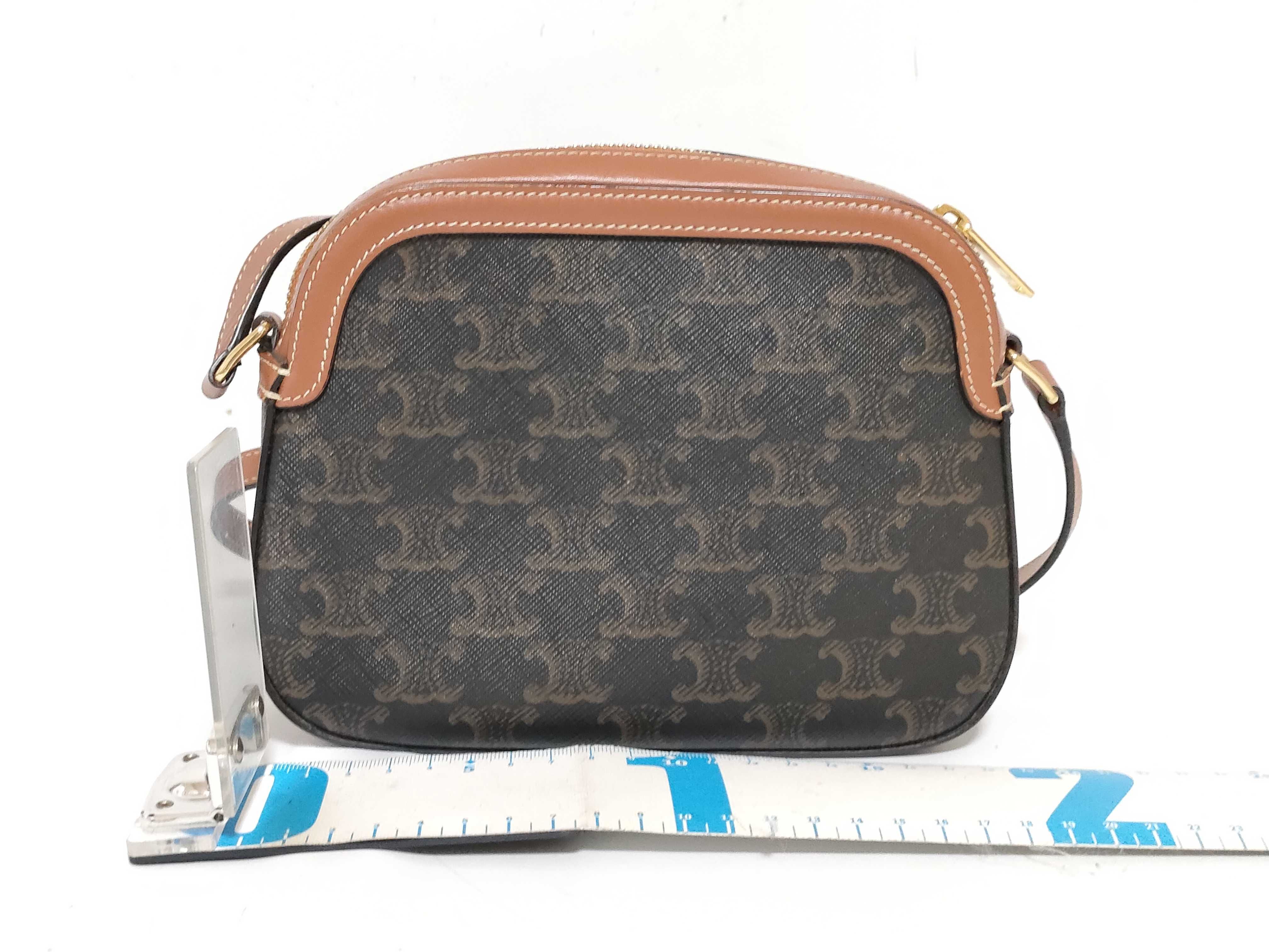 Triomphe Camera Bag, PVC x Leather Shoulder Bag, Brown — view 2