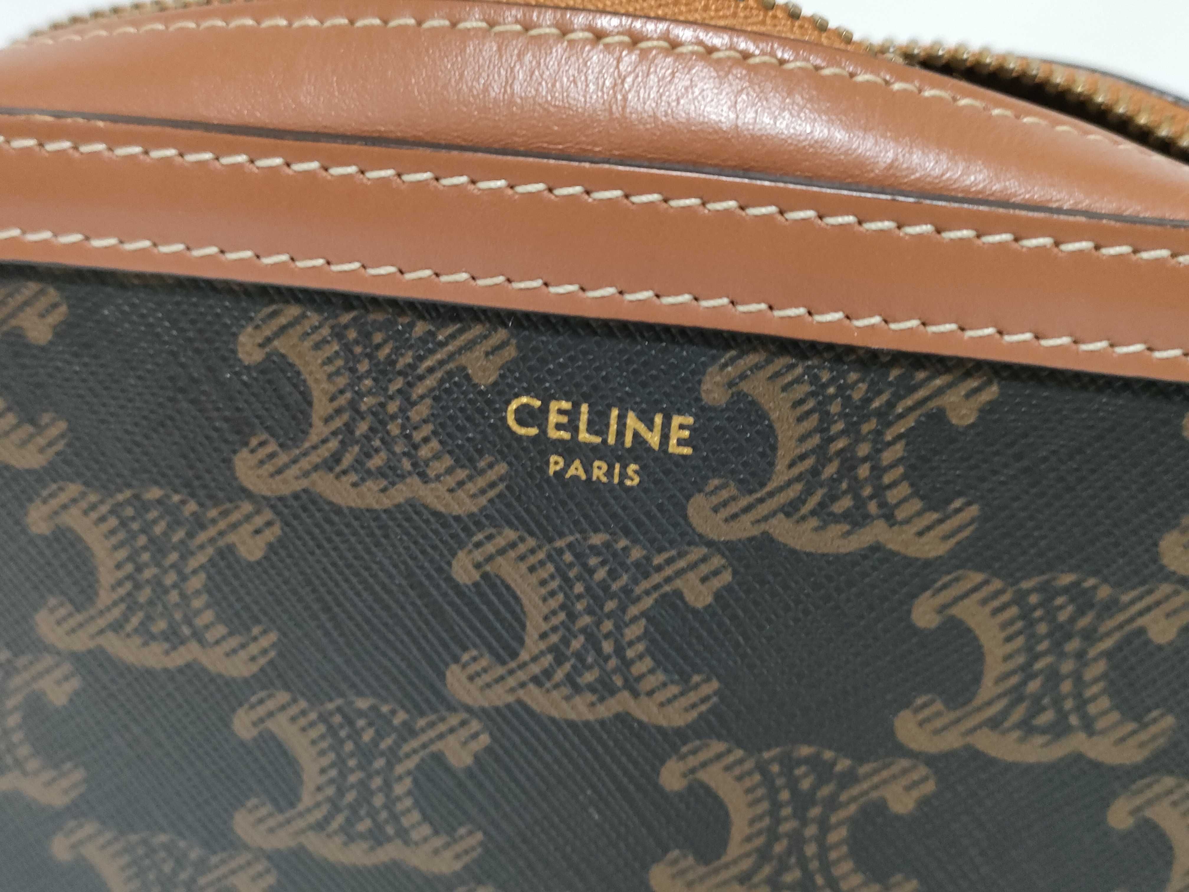 Triomphe Camera Bag, PVC x Leather Shoulder Bag, Brown — view 11