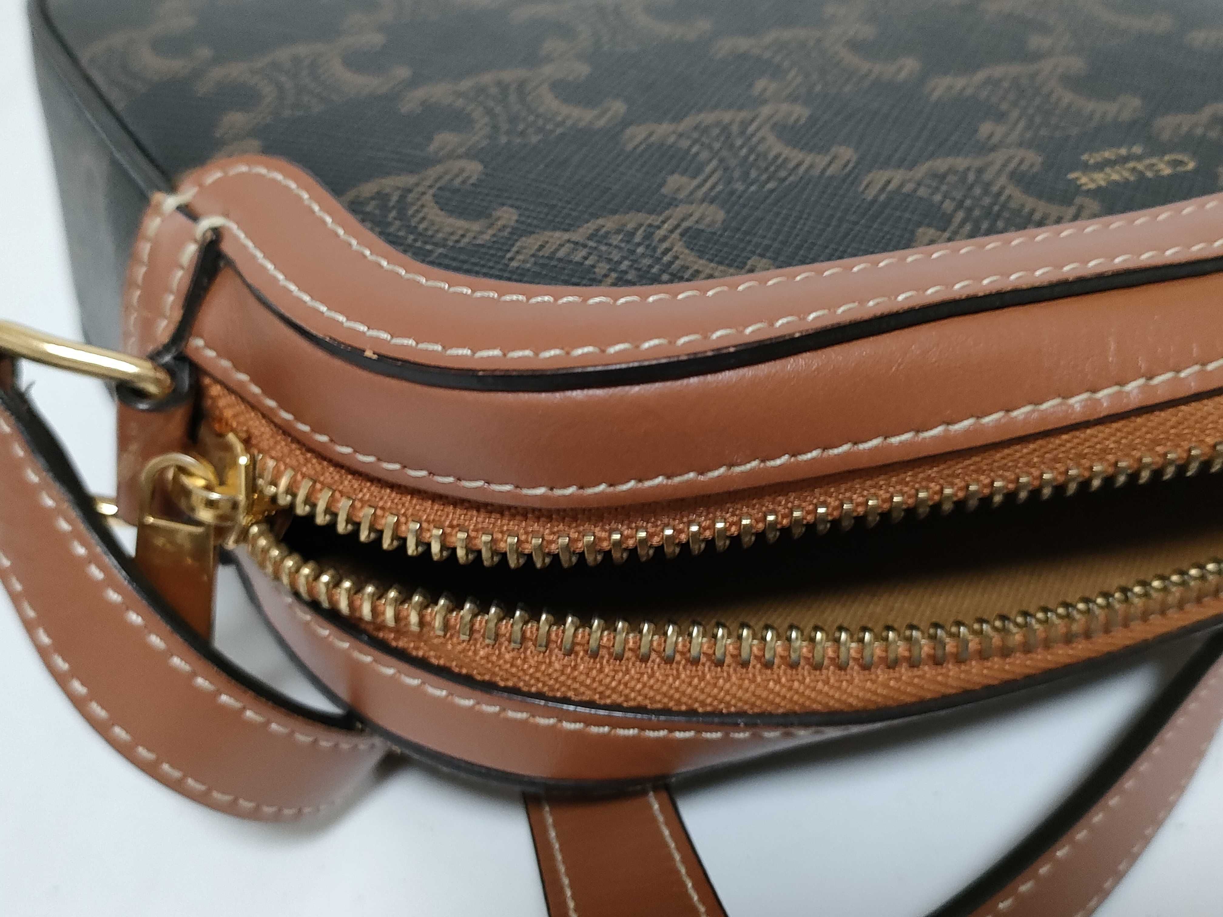 Triomphe Camera Bag, PVC x Leather Shoulder Bag, Brown — view 12