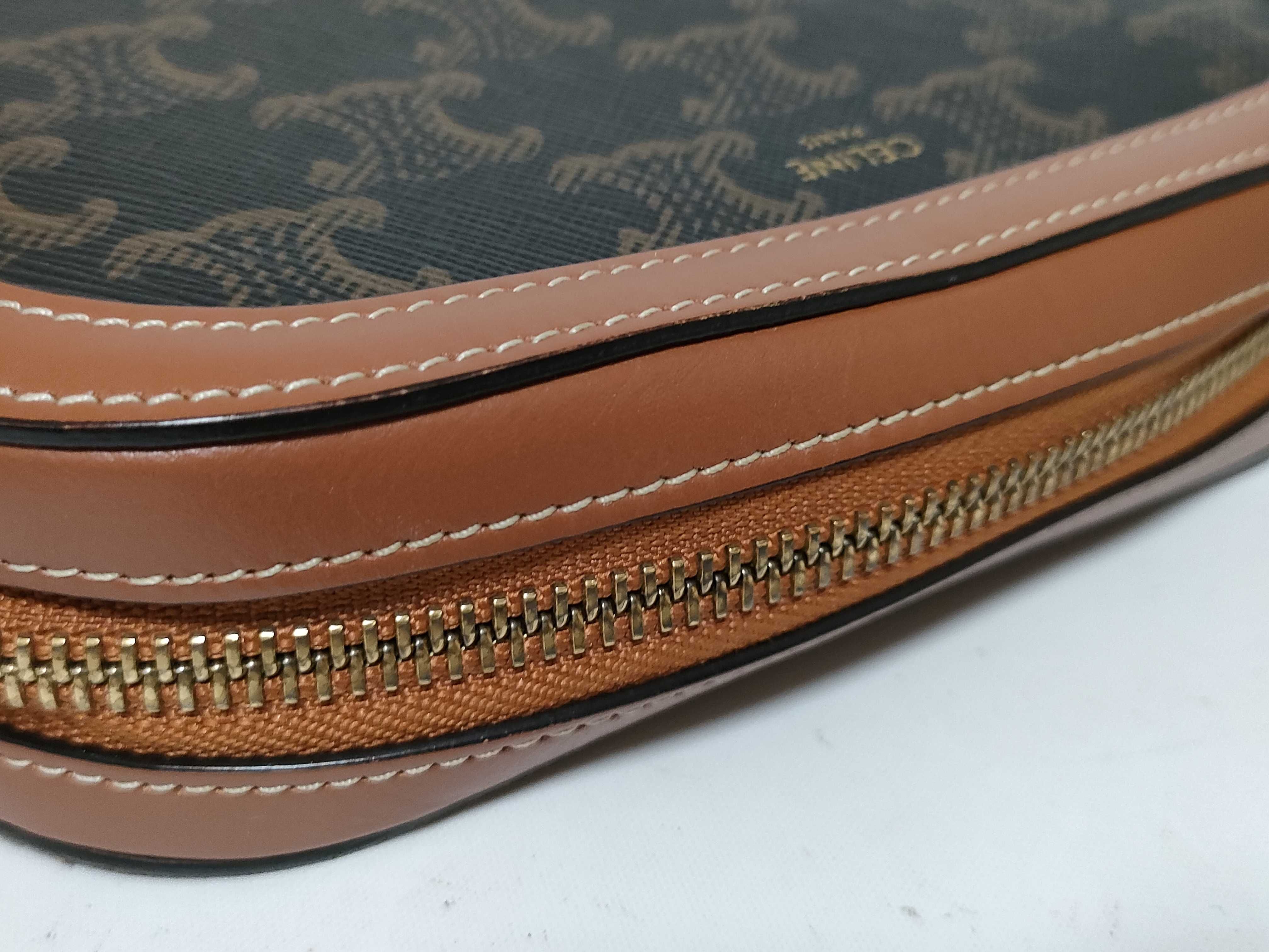Triomphe Camera Bag, PVC x Leather Shoulder Bag, Brown — view 6