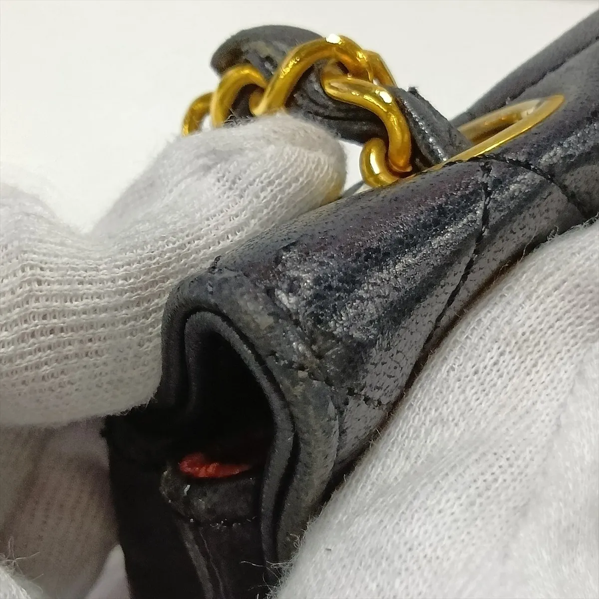 Matelassé Lambskin Single Flap Single Chain Bag, Black with Gold Hardware, 0377027 (Serial Number in the 0s) — view 11