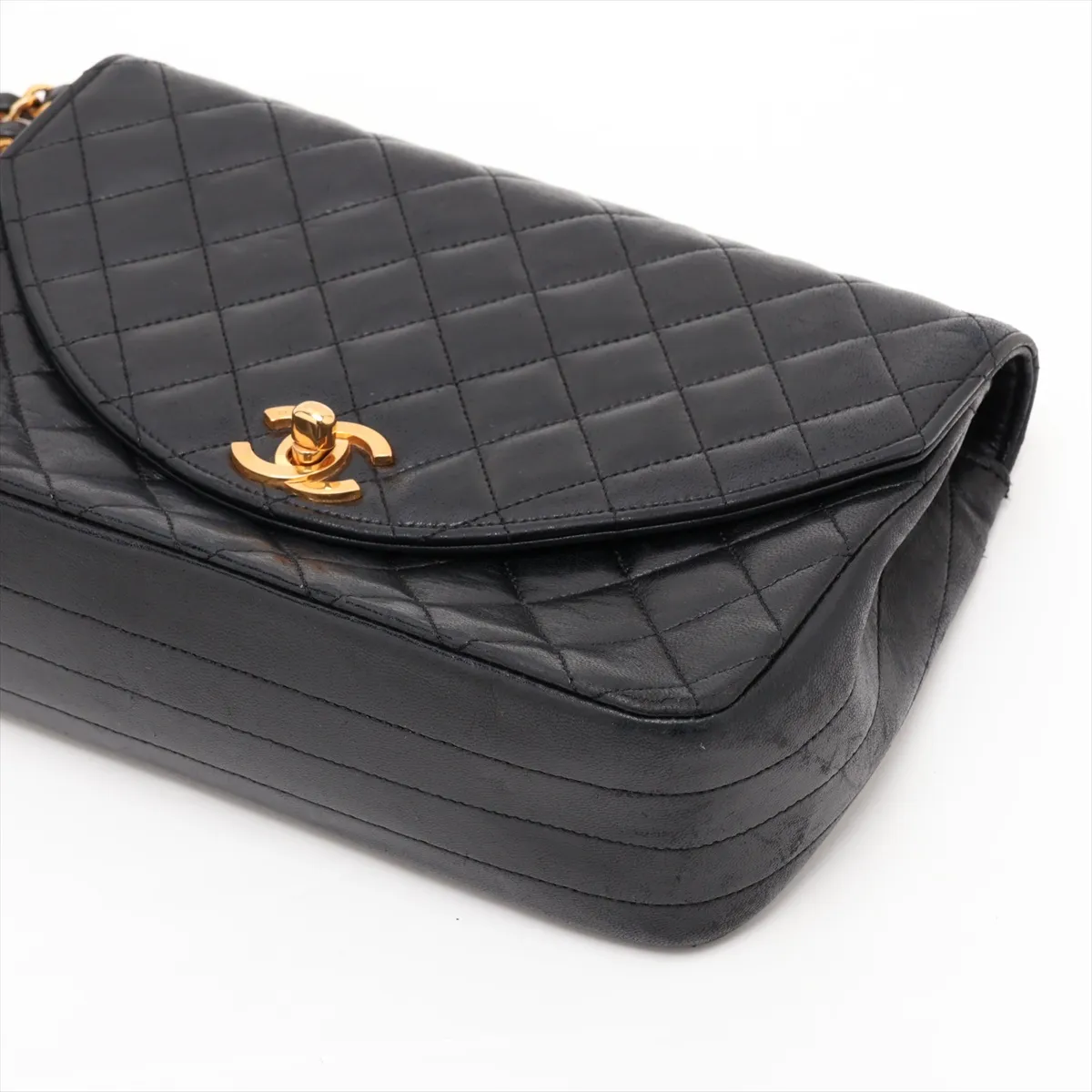 Matelassé Lambskin Single Flap Single Chain Bag, Black with Gold Hardware, 0377027 (Serial Number in the 0s) — view 3
