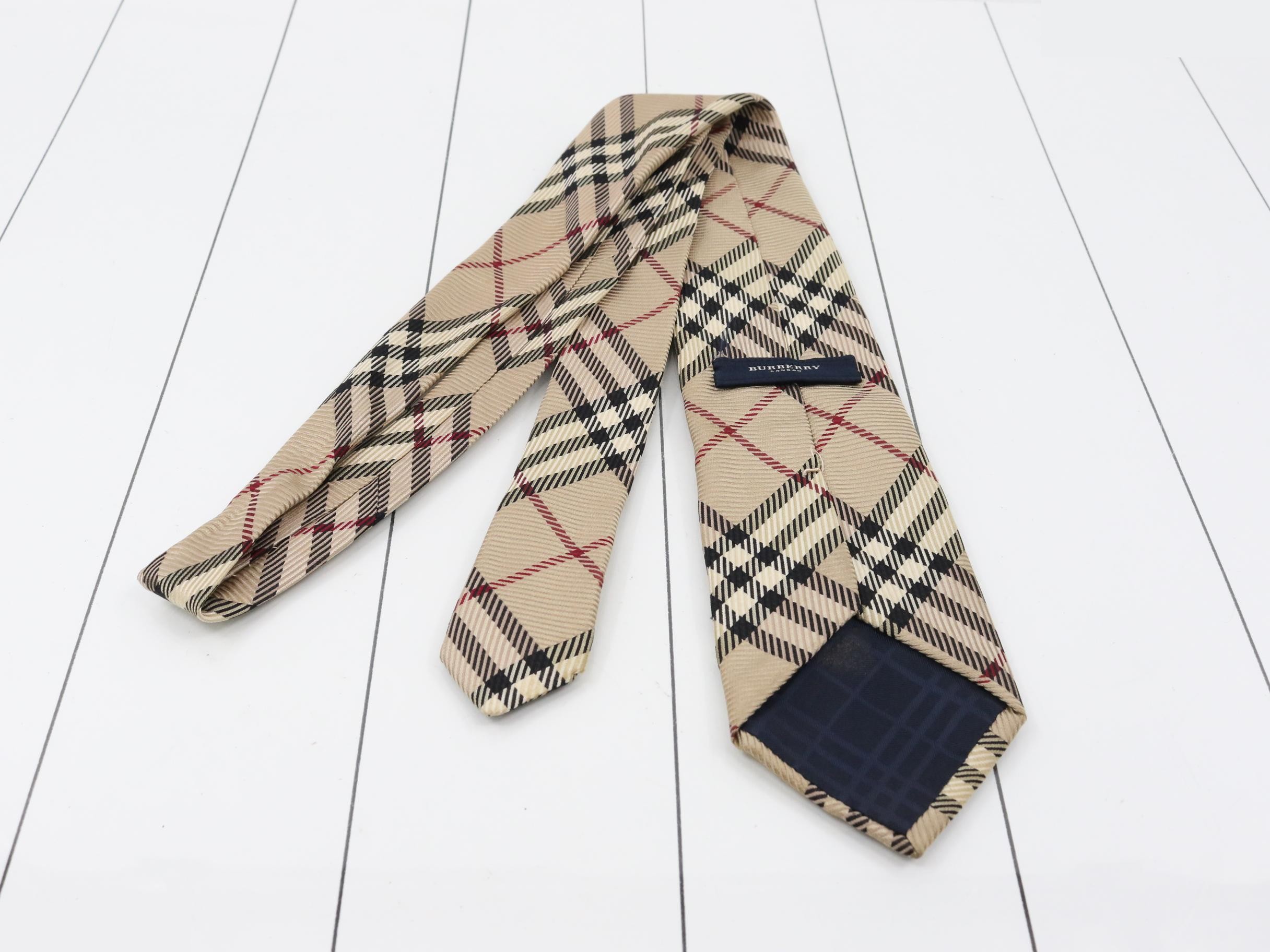 check pattern silk tie, beige — view 2
