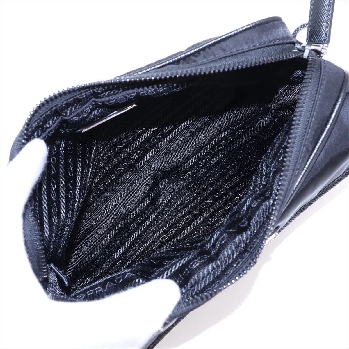 Tessuto Nylon Shoulder Bag, Black — view 6