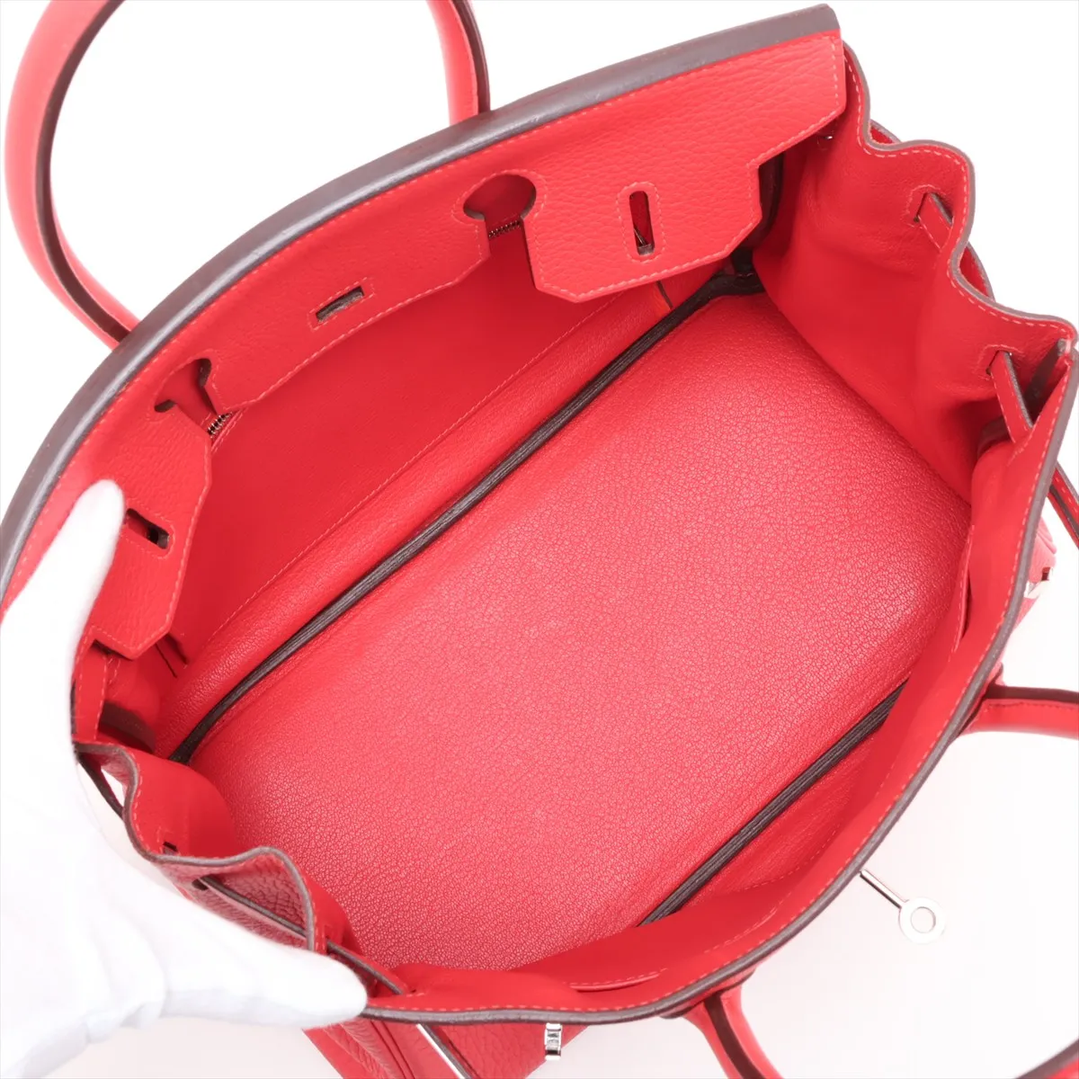 [Individually packaged] Hermes Birkin 30 Letournée Taurillon Clemence Rouge Pivoine Silver Hardware R: 2014 — view 7