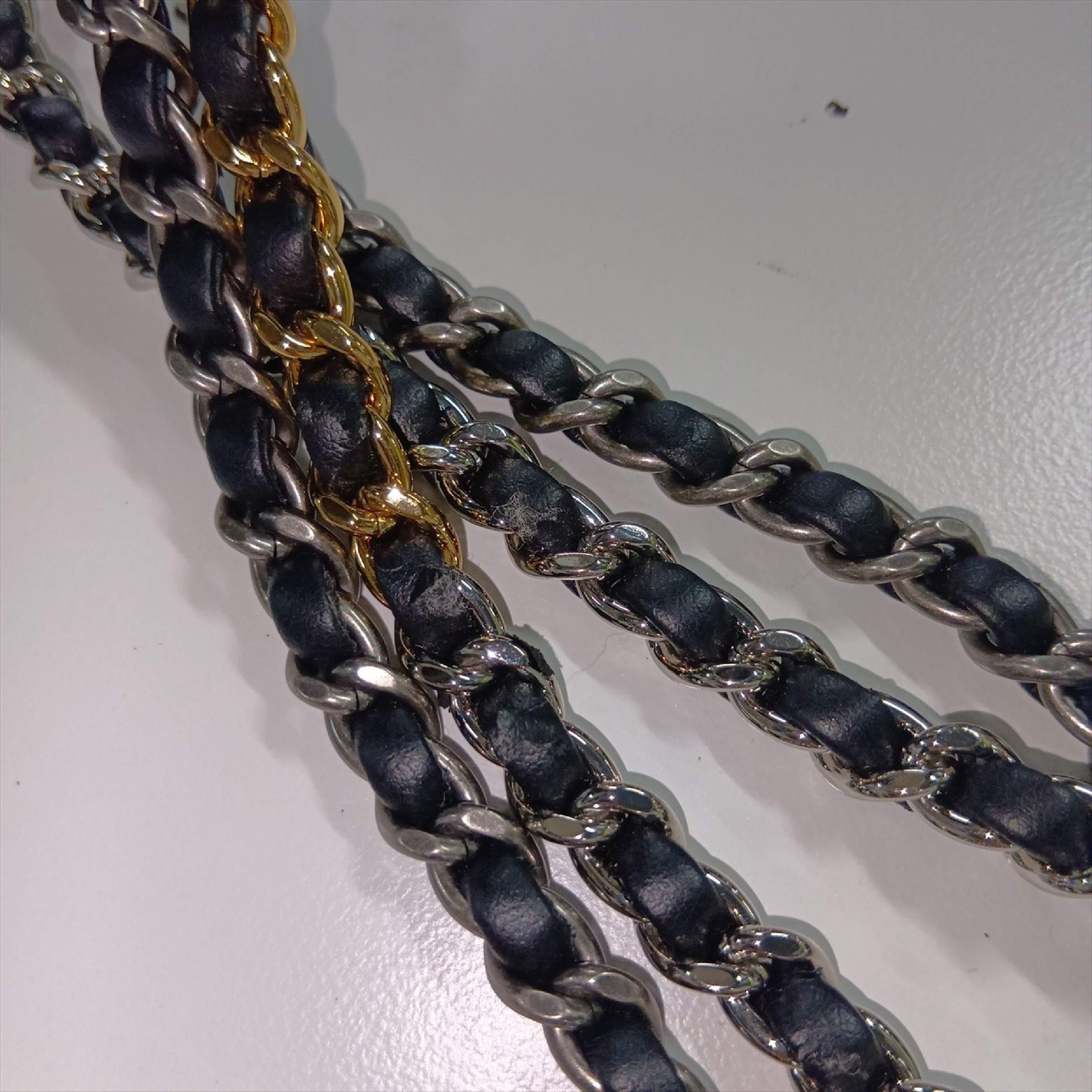 Gabrielle de Chanel Vintage Calfskin Chain Shoulder Bag, Black with Gold and Silver Hardware, 26523413 (Serial Number 26) — view 12
