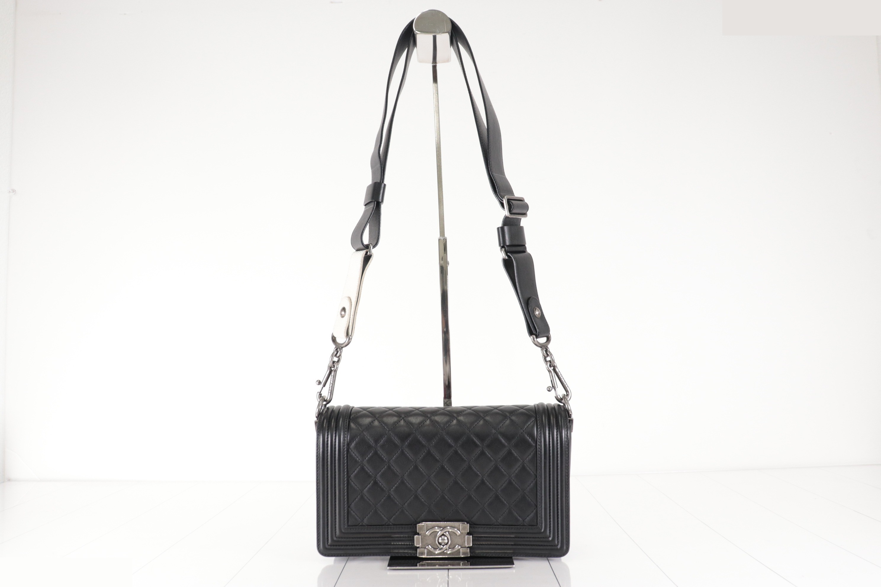 Boy Chanel Lambskin Shoulder Bag, Silver Hardware, Series 16 — view 2