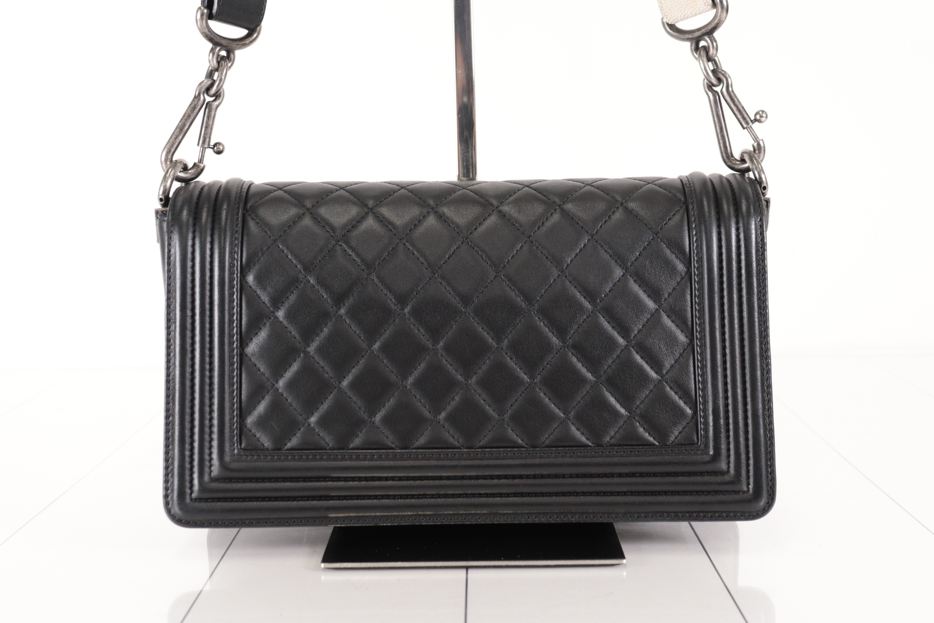 Boy Chanel Lambskin Shoulder Bag, Silver Hardware, Series 16 — view 3