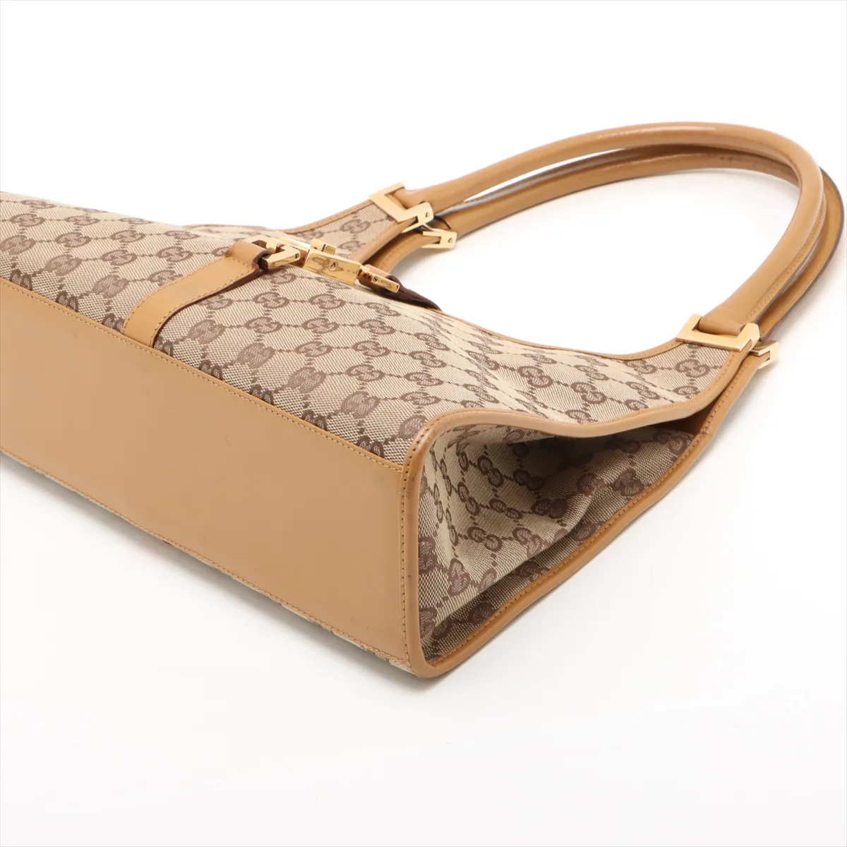 GG Canvas Jackie Canvas x Leather Handbag Brown 002 1067 — view 3