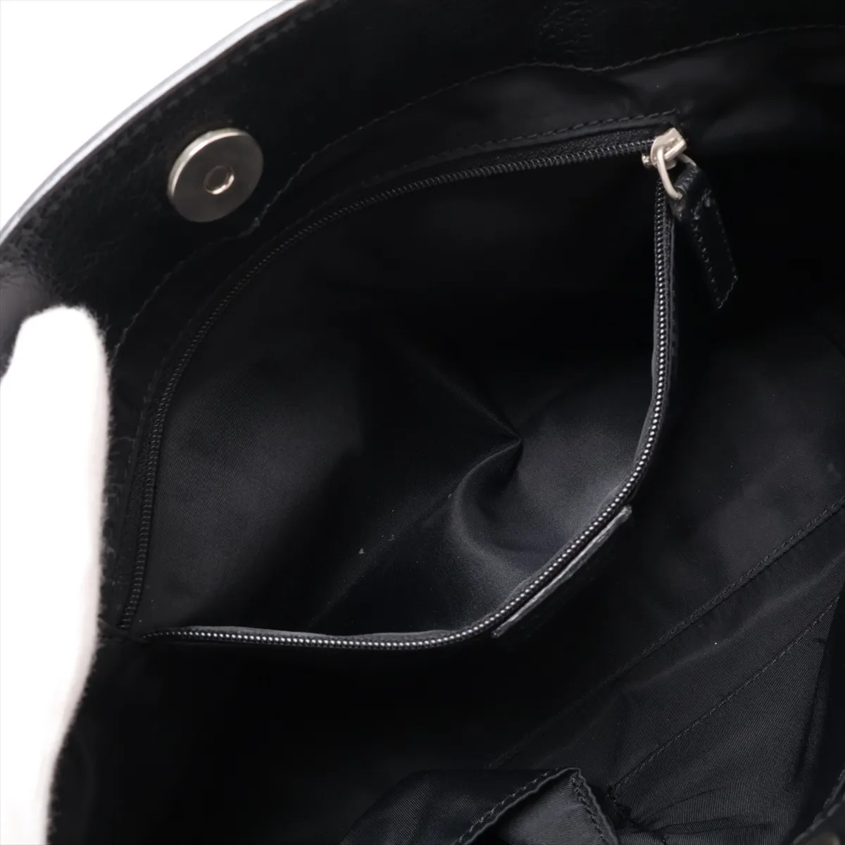 Oblique Canvas x Leather Handbag, Black — view 8