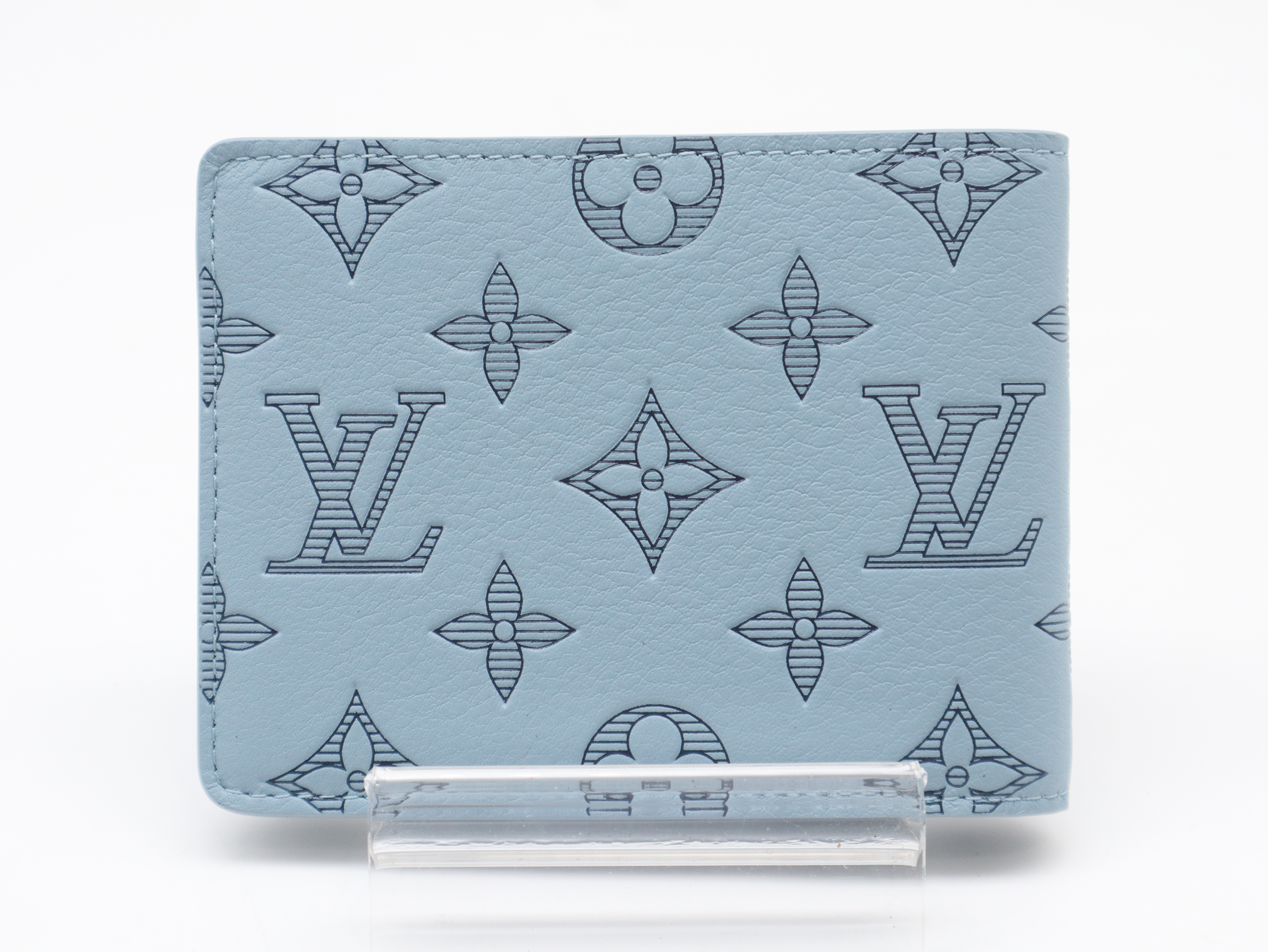 M14802 Monogram Shadow Portefeuille Multiple Blue Wallet with Box and Dust Bag, RFID ID Tested. — view 2
