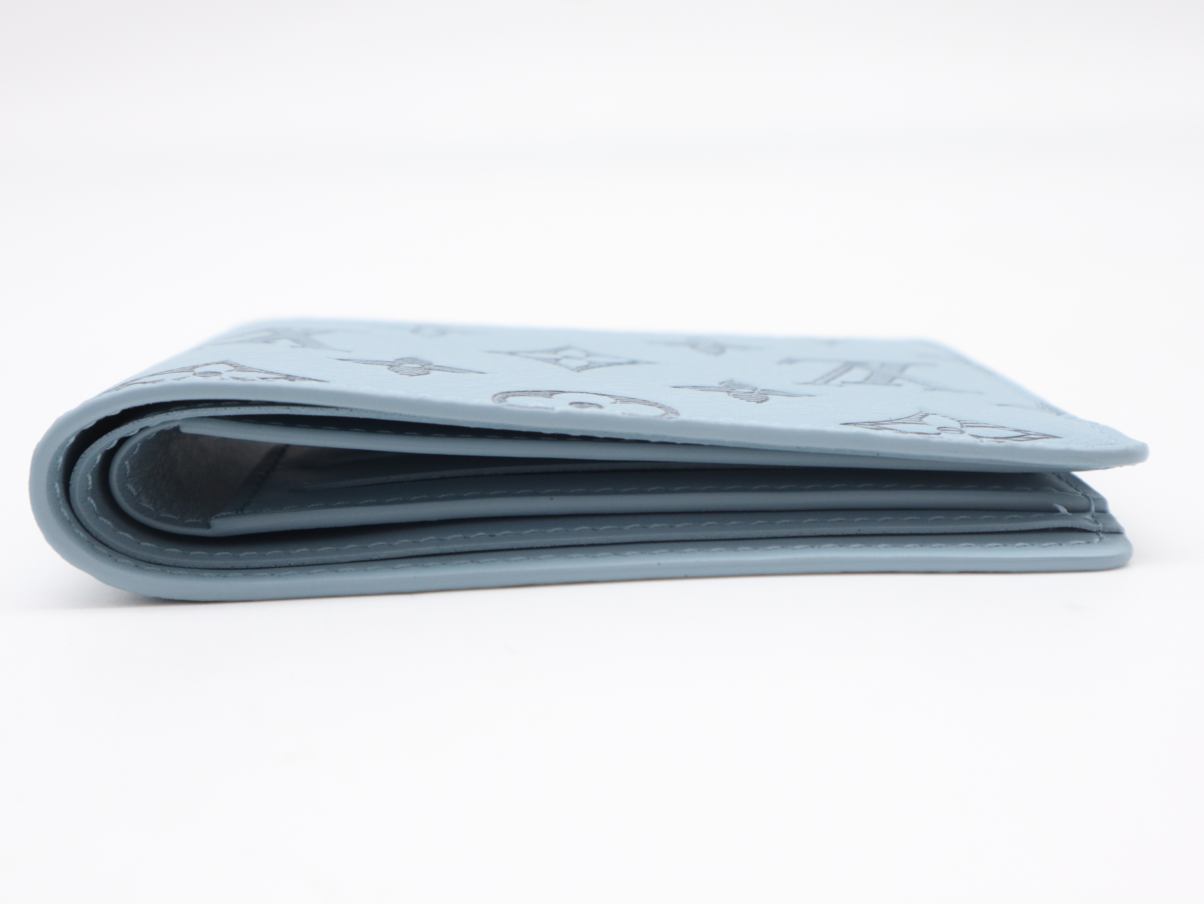 M14802 Monogram Shadow Portefeuille Multiple Blue Wallet with Box and Dust Bag, RFID ID Tested. — view 4