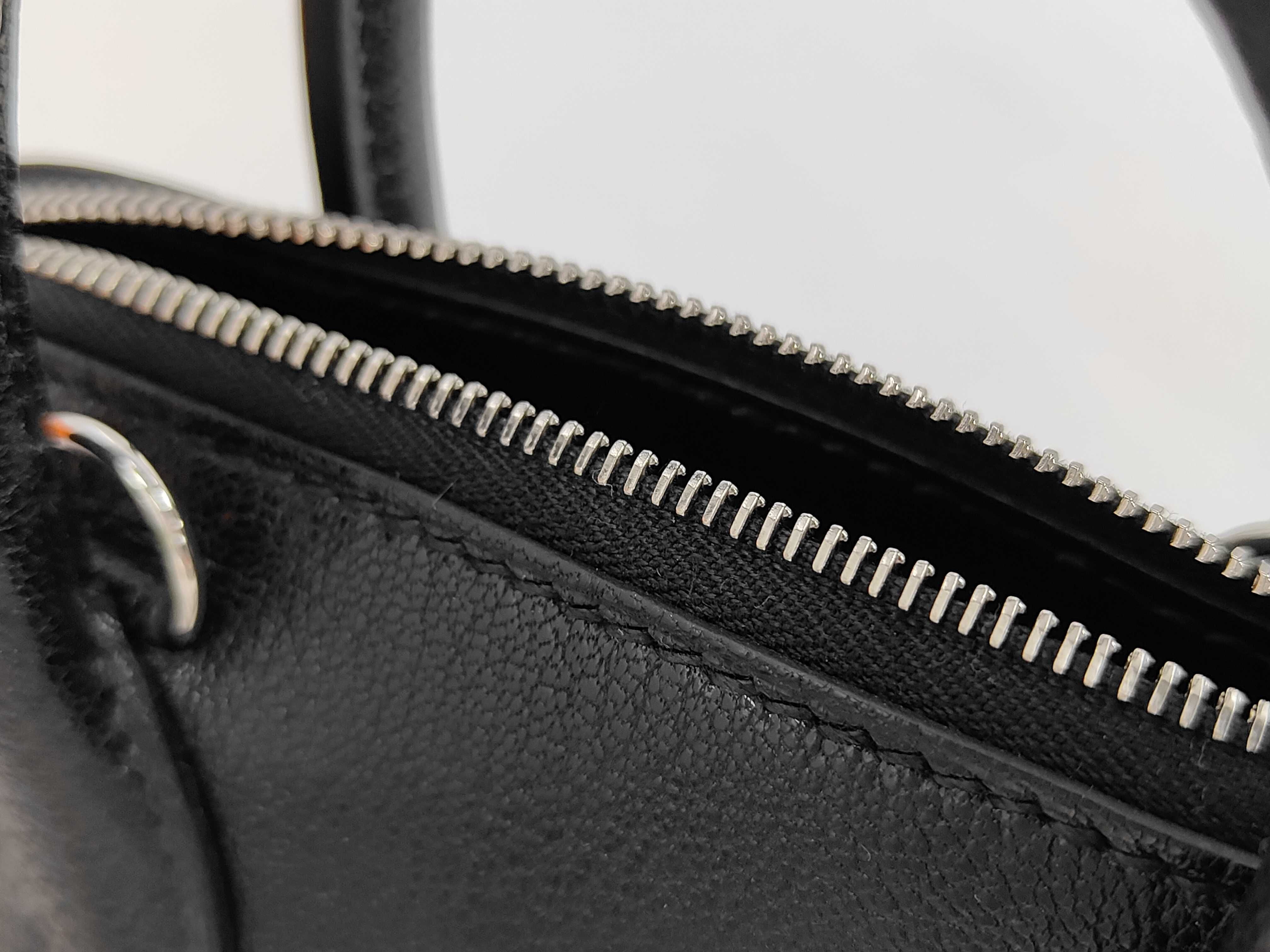 Bolide 1923 Mini Chevre Leather Handbag, Black with Gold Stamp and P Hardware — view 13