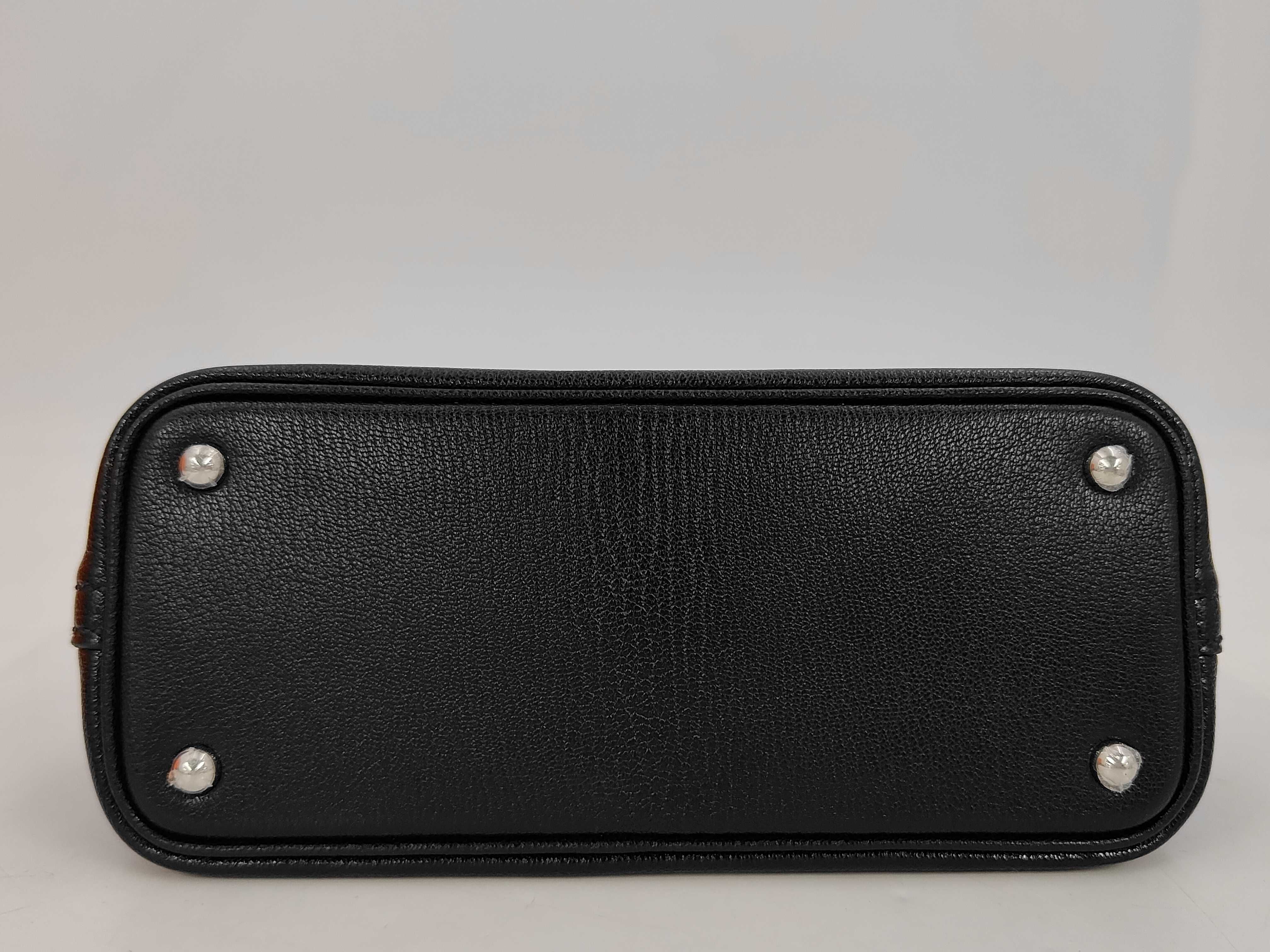 Bolide 1923 Mini Chevre Leather Handbag, Black with Gold Stamp and P Hardware — view 4