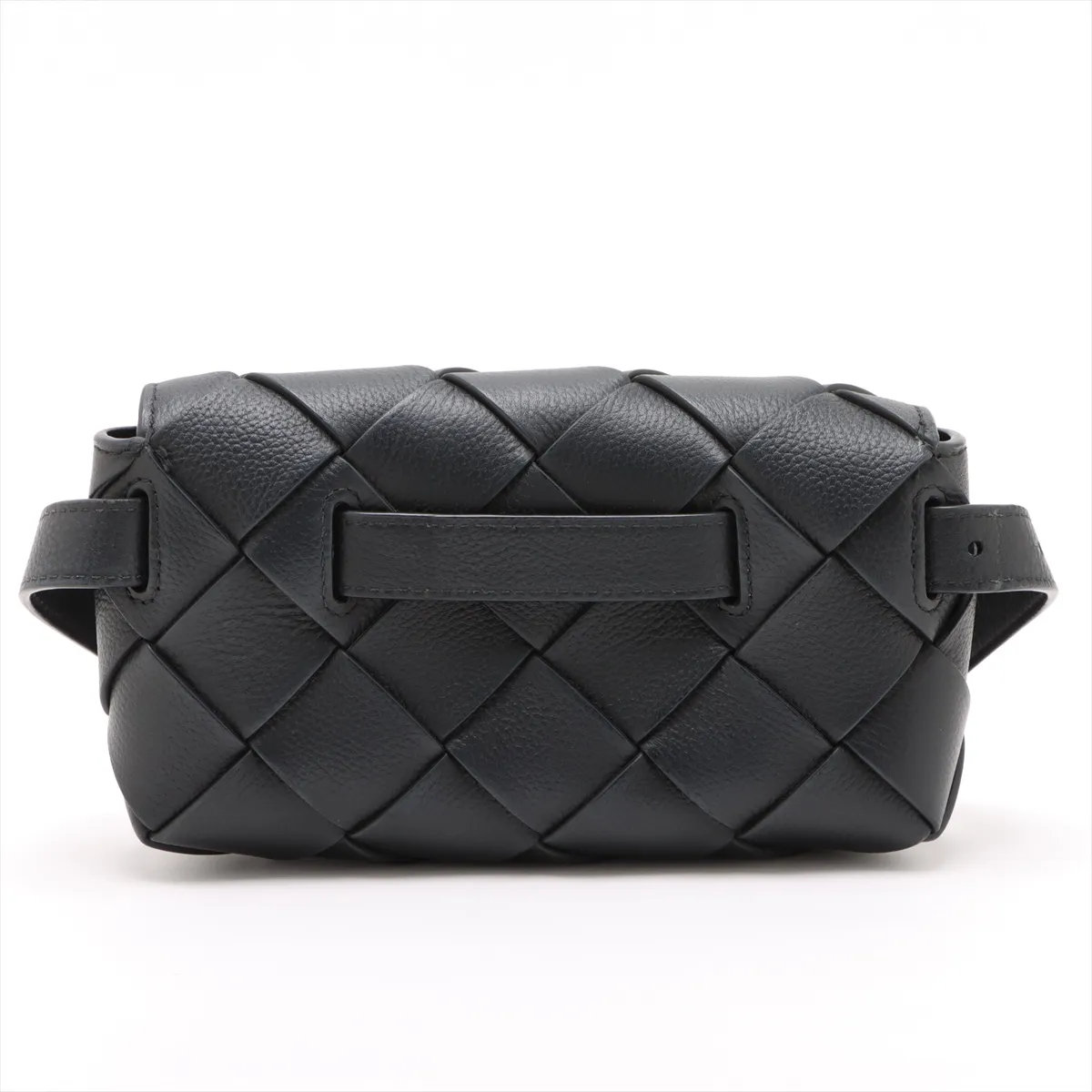 Maxi Intrecciato Diagono Leather Waist Pouch Black — view 2