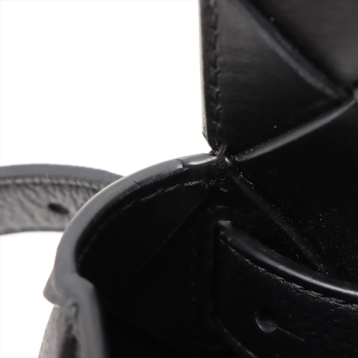 Maxi Intrecciato Diagono Leather Waist Pouch Black — view 8