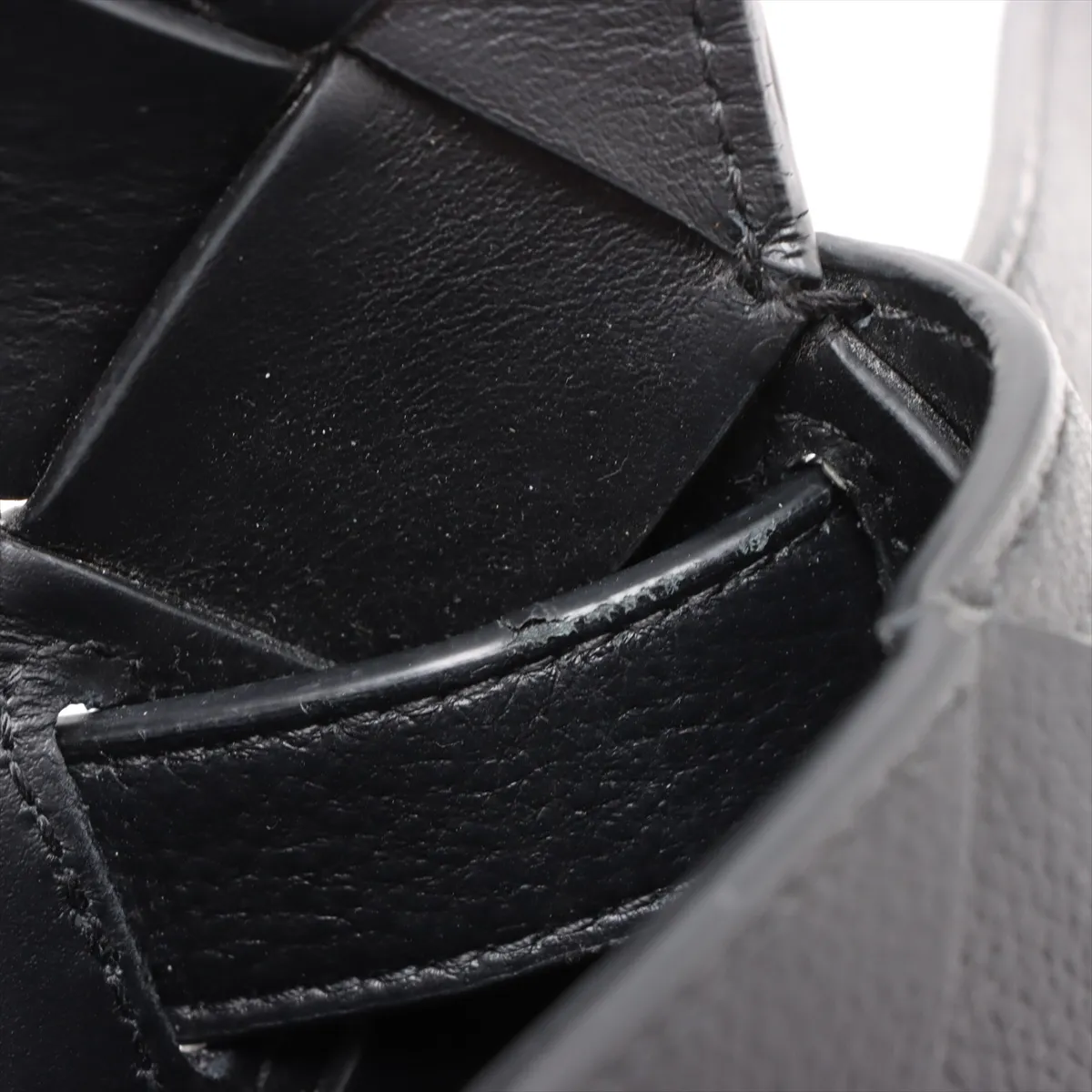 Maxi Intrecciato Diagono Leather Waist Pouch Black — view 9