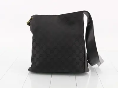 GG Canvas x Leather Shoulder Bag, Black