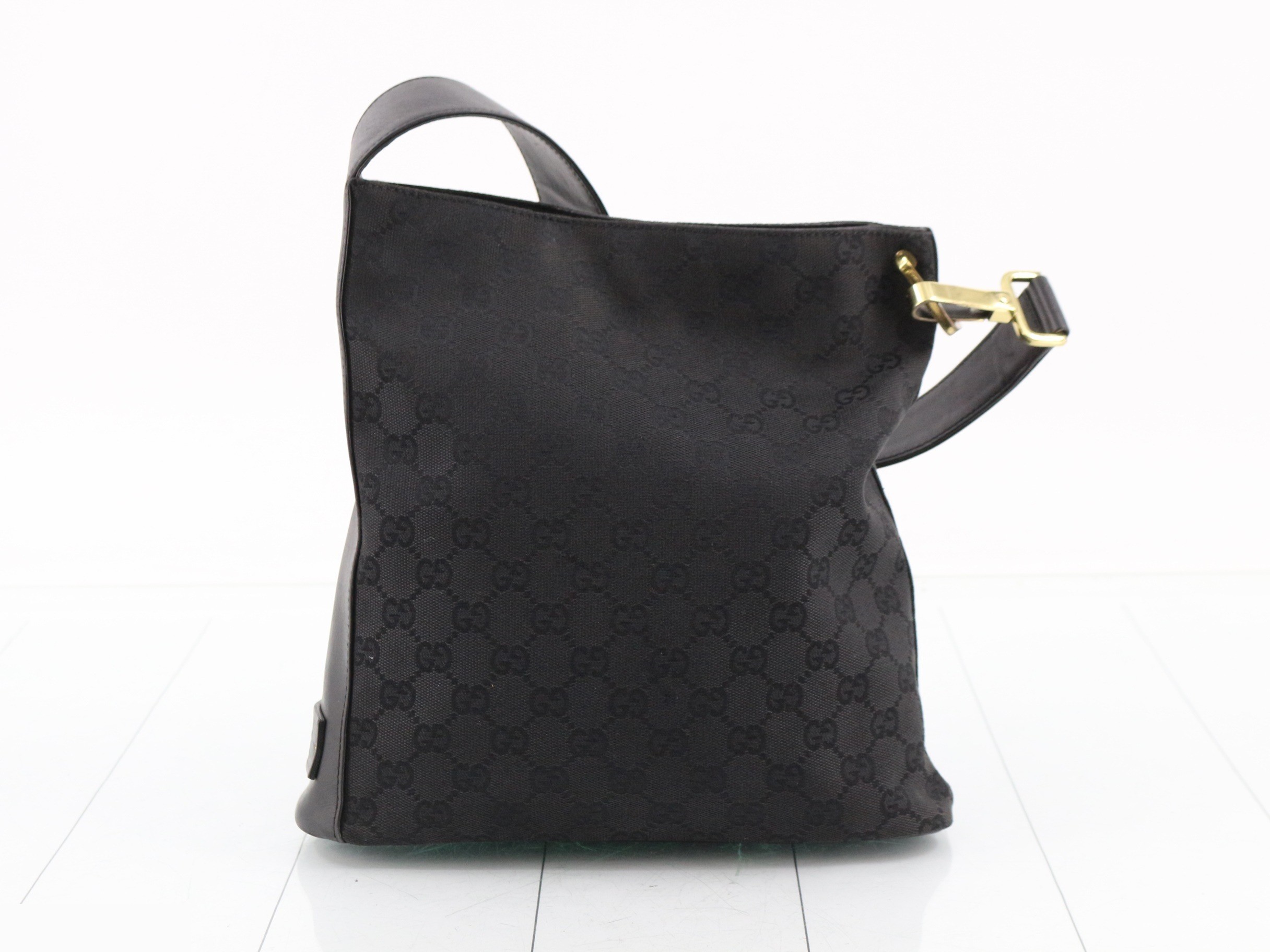 GG Canvas x Leather Shoulder Bag, Black — view 2