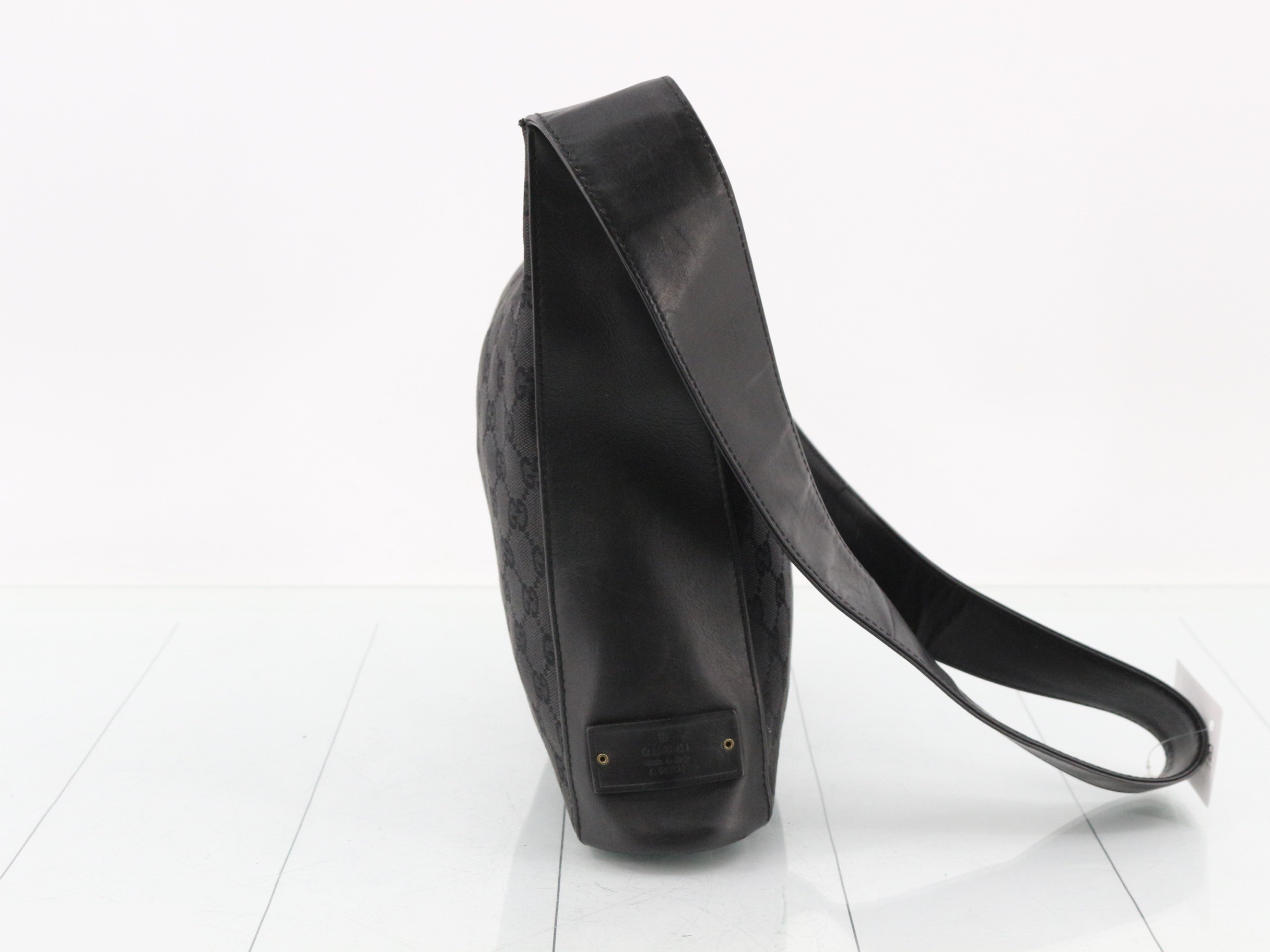GG Canvas x Leather Shoulder Bag, Black — view 3