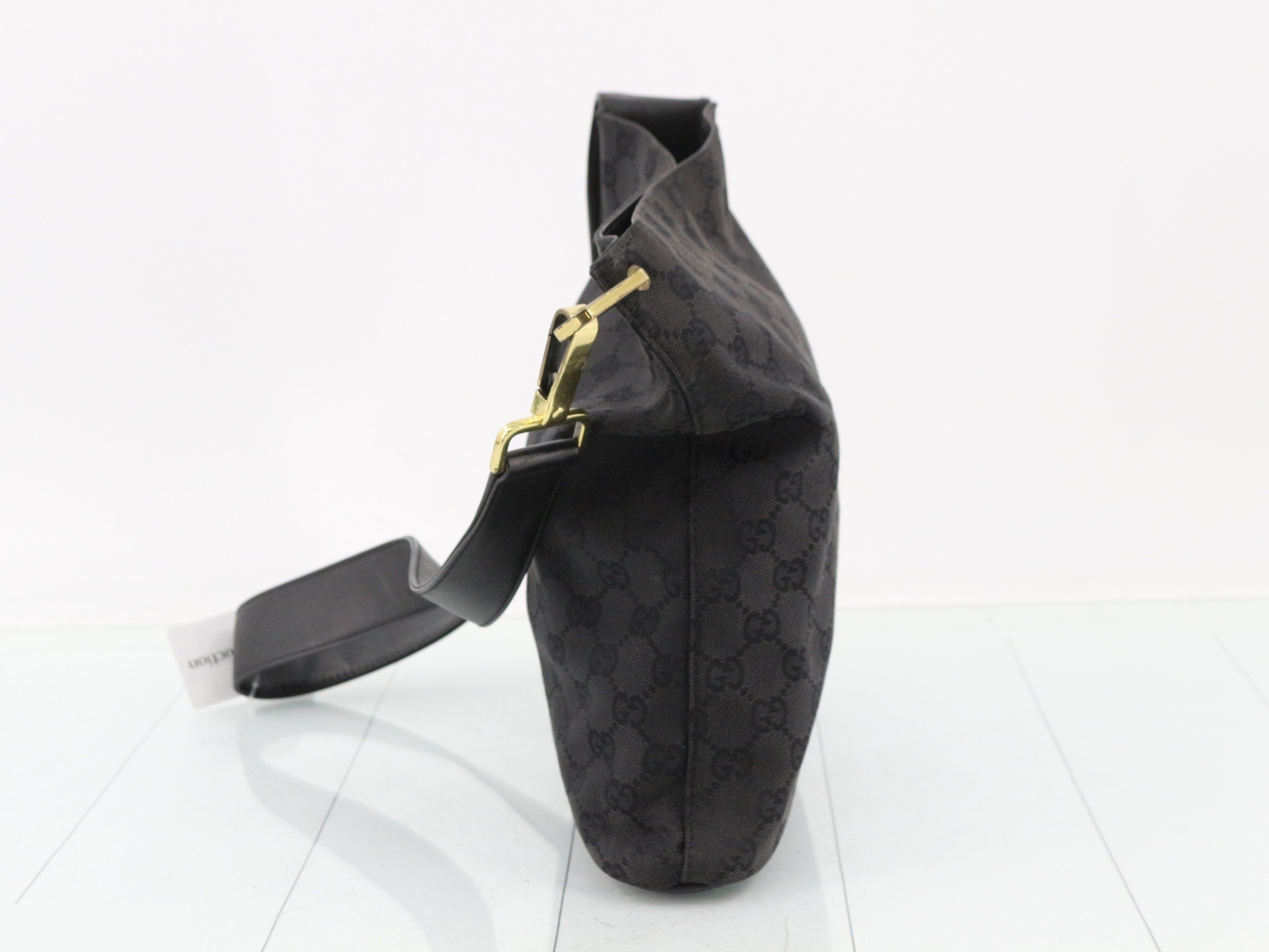 GG Canvas x Leather Shoulder Bag, Black — view 4