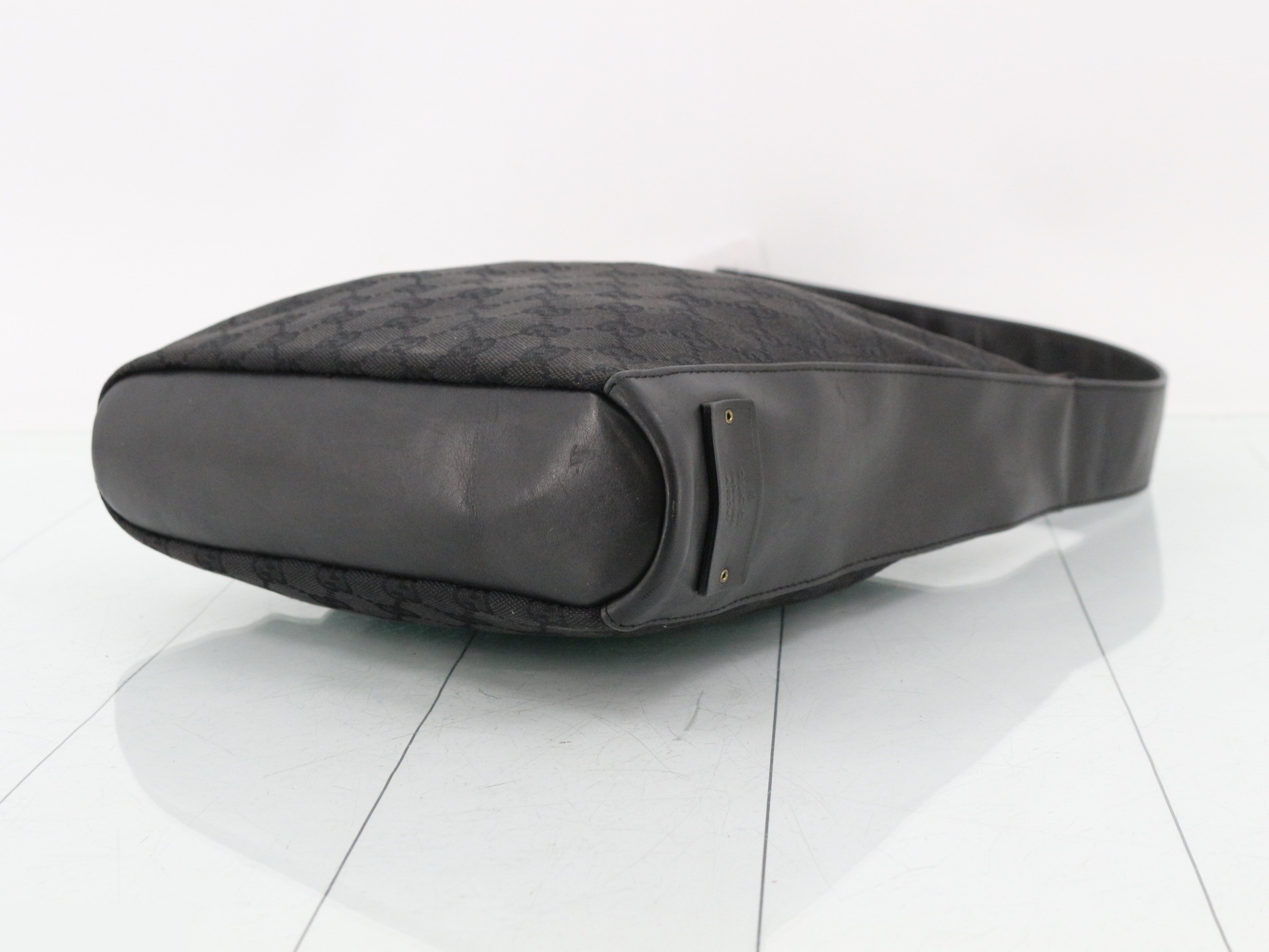 GG Canvas x Leather Shoulder Bag, Black — view 6