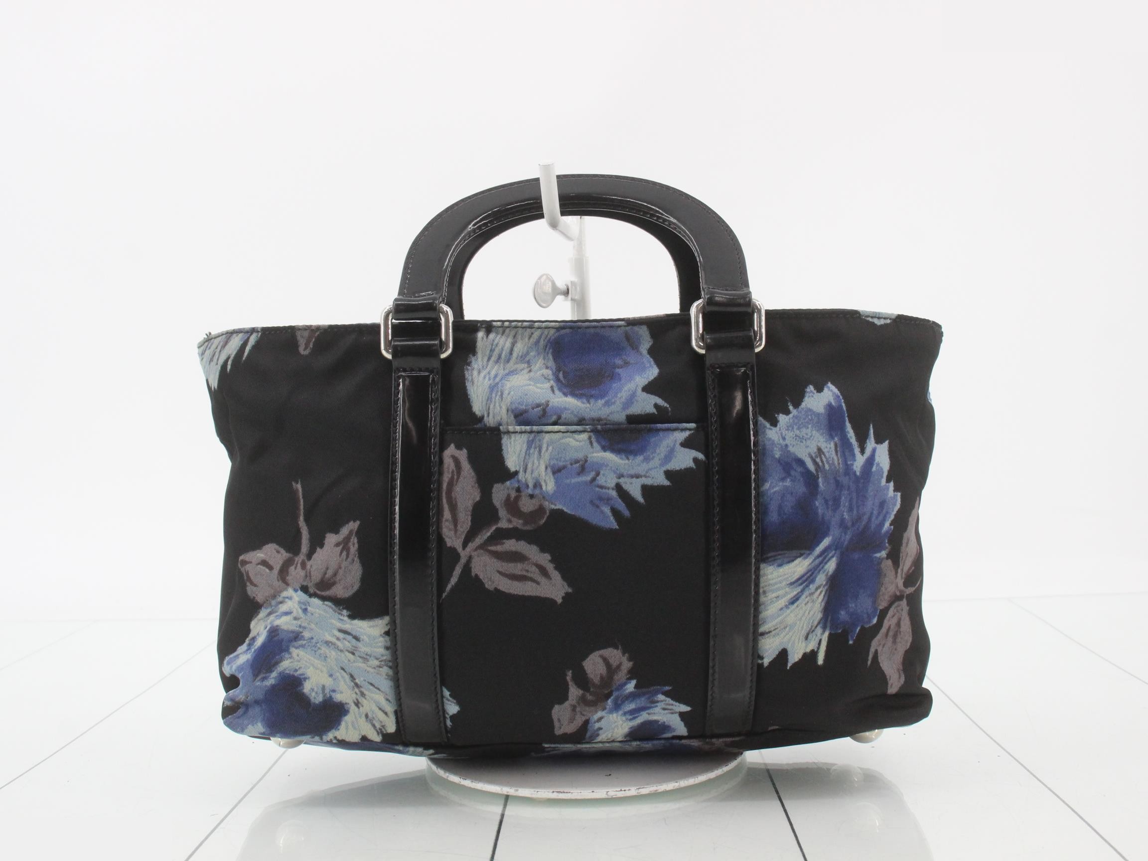 2-Way Shoulder Bag, Nylon, Black, Flower Design — view 2