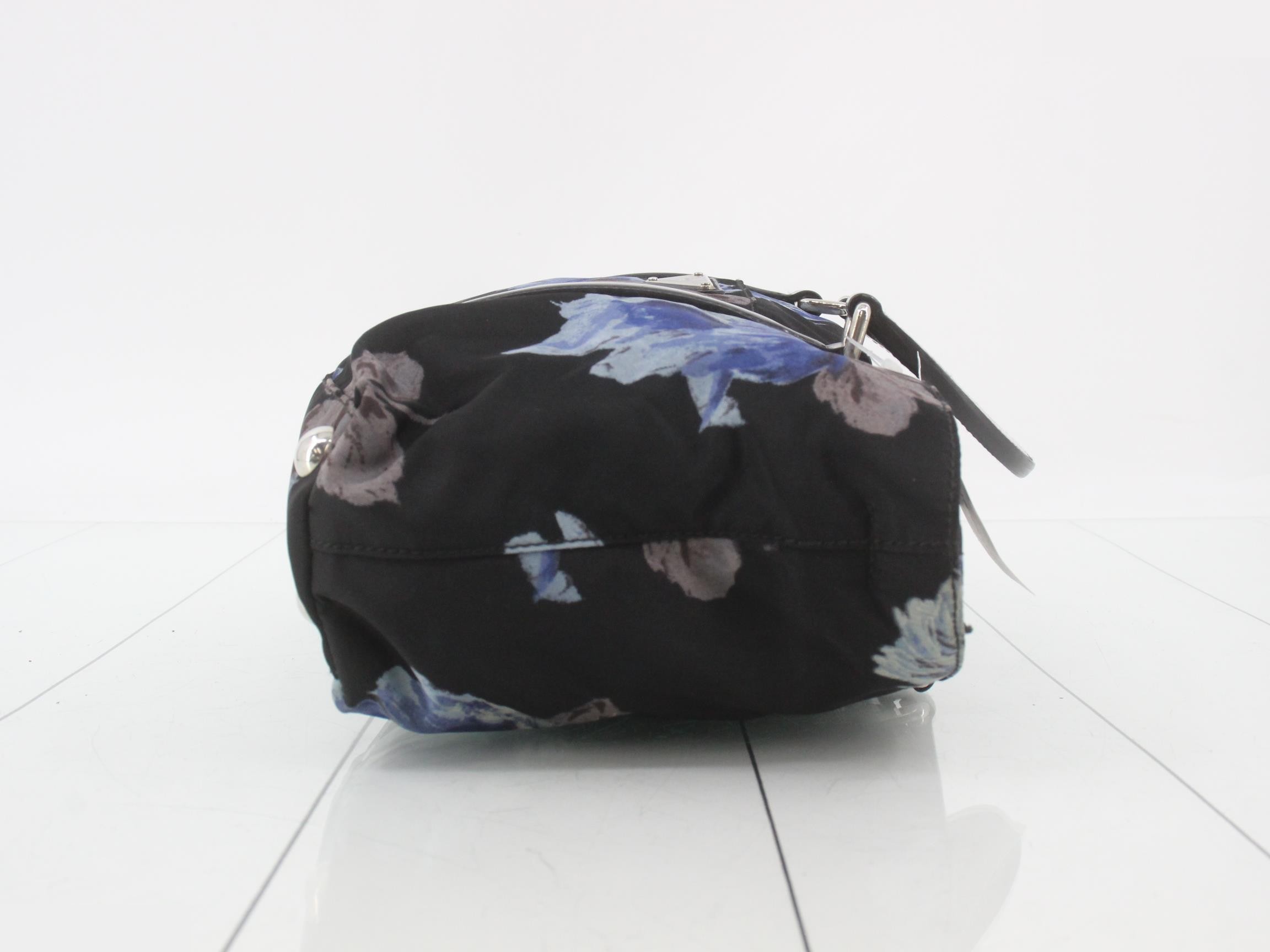 2-Way Shoulder Bag, Nylon, Black, Flower Design — view 3