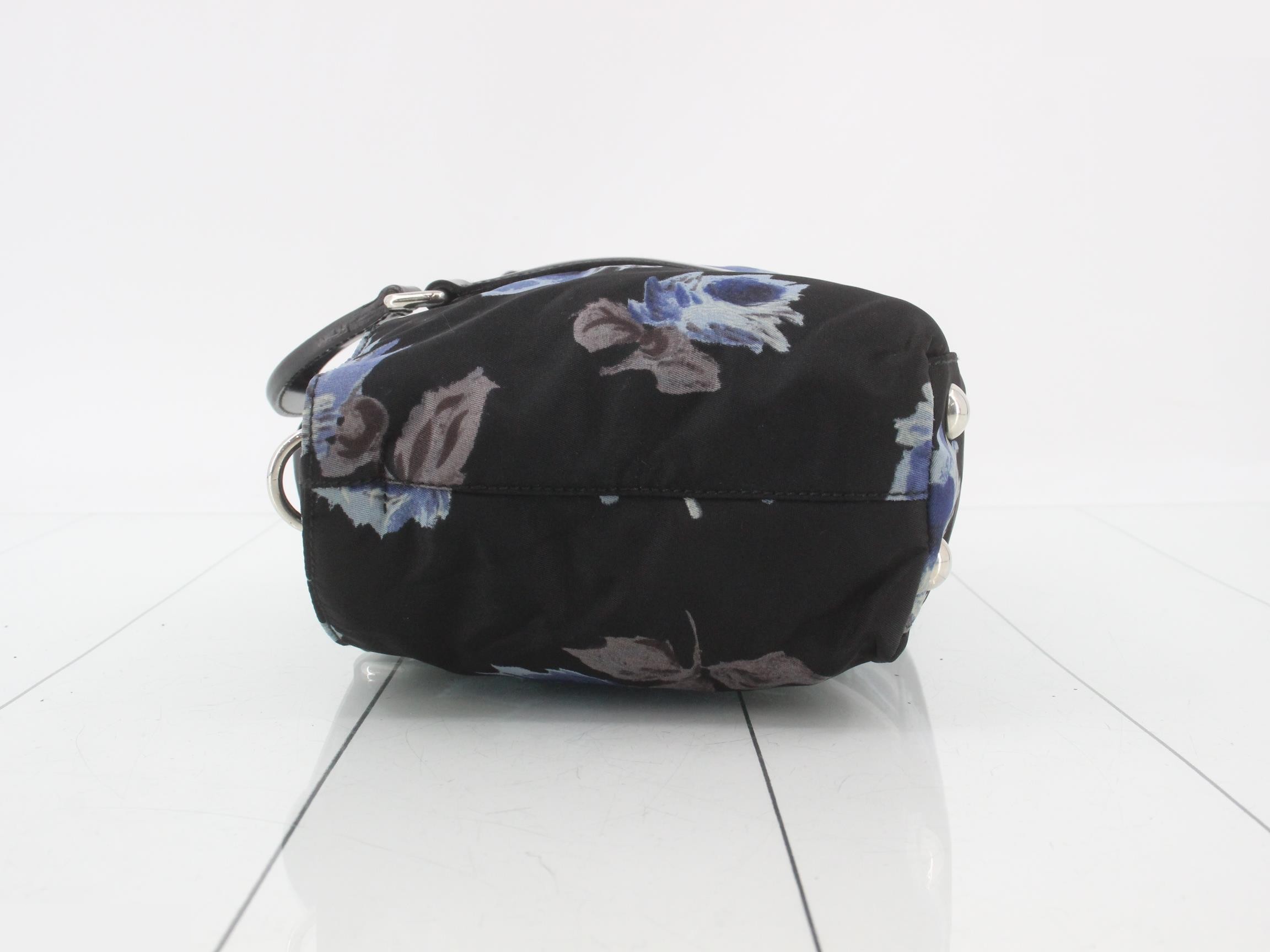 2-Way Shoulder Bag, Nylon, Black, Flower Design — view 4