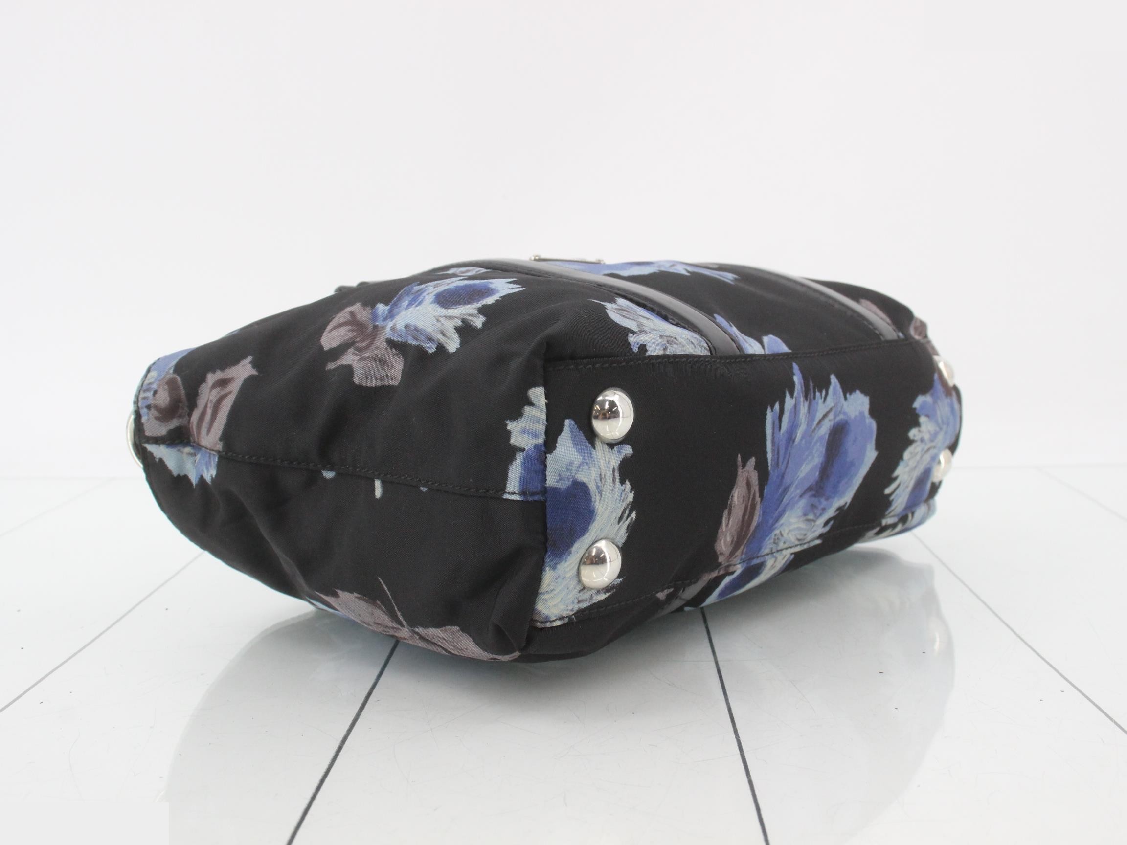 2-Way Shoulder Bag, Nylon, Black, Flower Design — view 5
