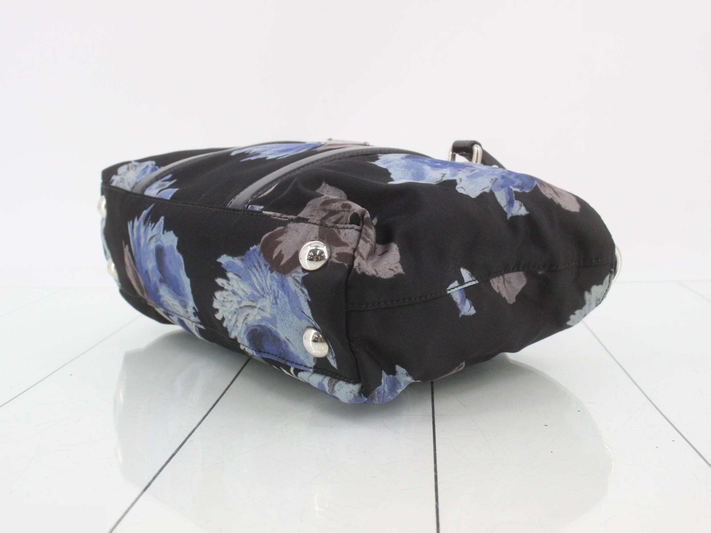 2-Way Shoulder Bag, Nylon, Black, Flower Design — view 6