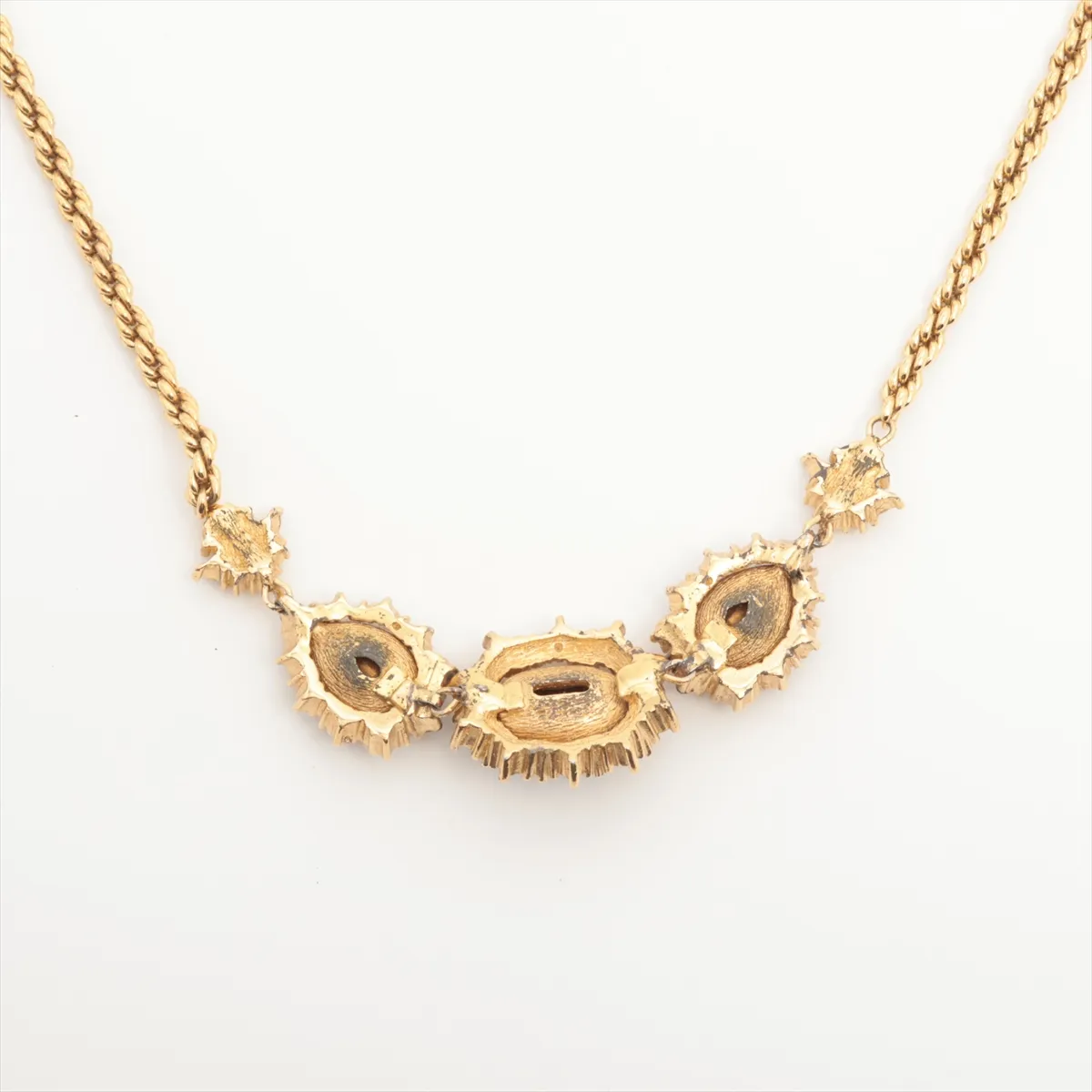 Bijou Necklace, GP x Rhinestones. Shows signs of wear, including — view 2