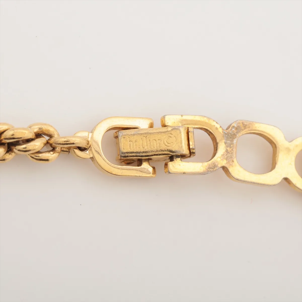 Bijou Necklace, GP x Rhinestones. Shows signs of wear, including — view 4