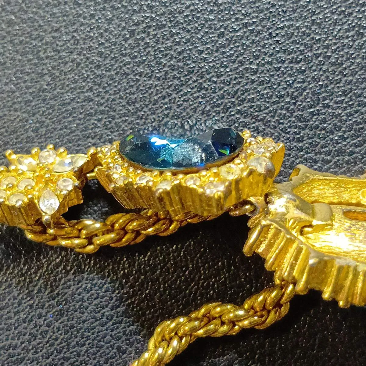 Bijou Necklace, GP x Rhinestones. Shows signs of wear, including — view 7