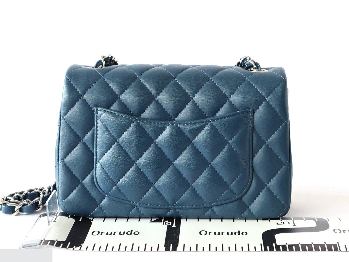 Mini Matelassé 20 Lambskin Chain Shoulder Bag, Blue — view 2