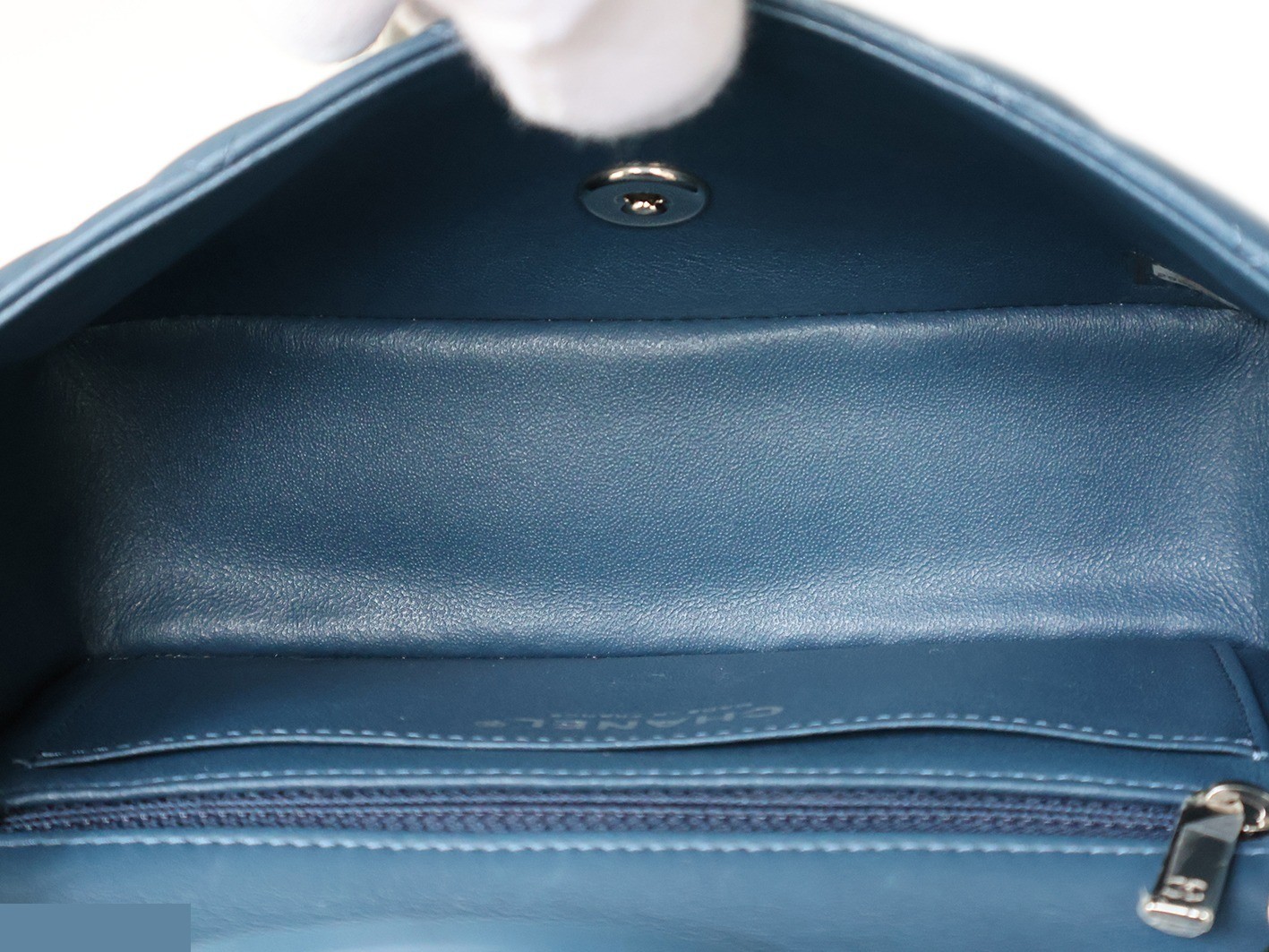 Mini Matelassé 20 Lambskin Chain Shoulder Bag, Blue — view 12