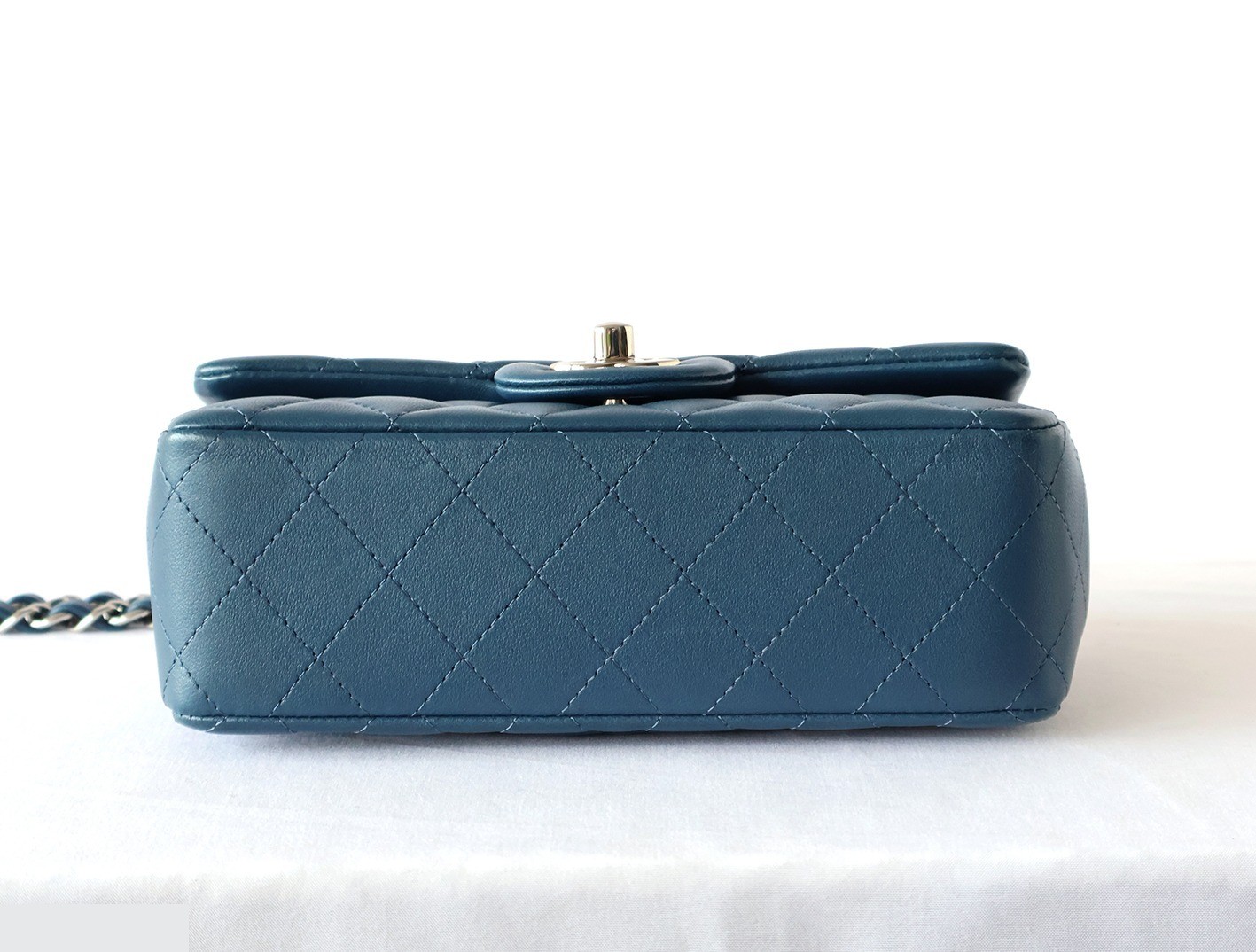 Mini Matelassé 20 Lambskin Chain Shoulder Bag, Blue — view 6