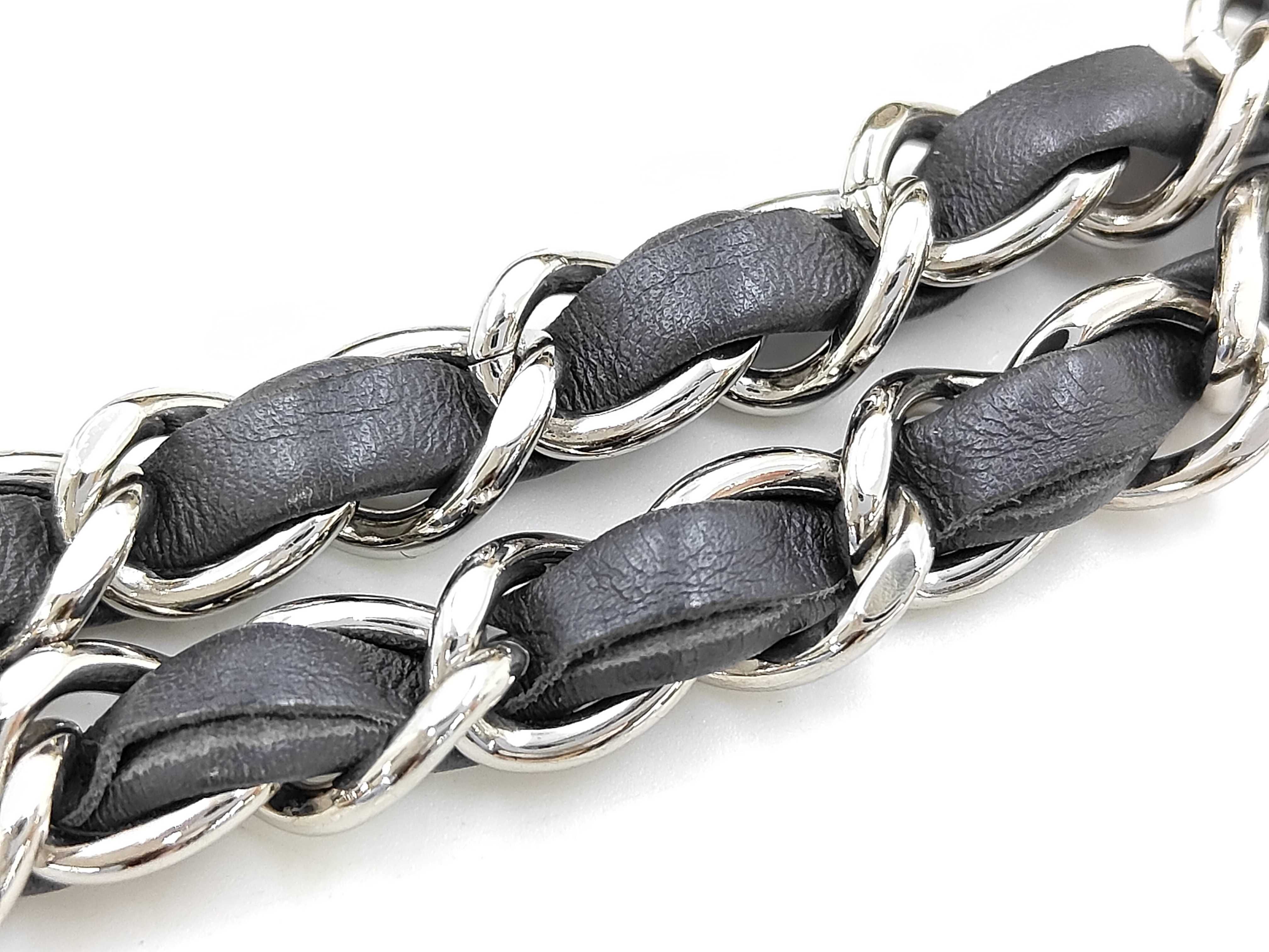 Caviar Skin Matelassé Bicolor S-Flap Double Chain Shoulder Bag with Silver Hardware, Ivory and Black, Seal 17753840 — view 6
